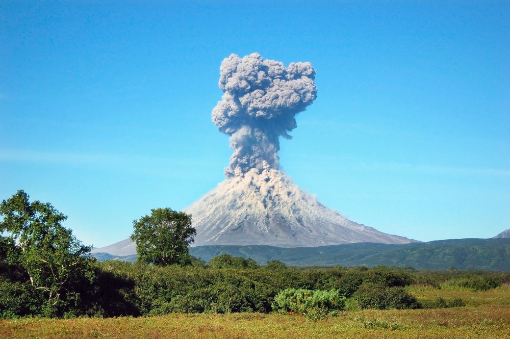 An active volcano with ash clouds. | Source: Shutterstock