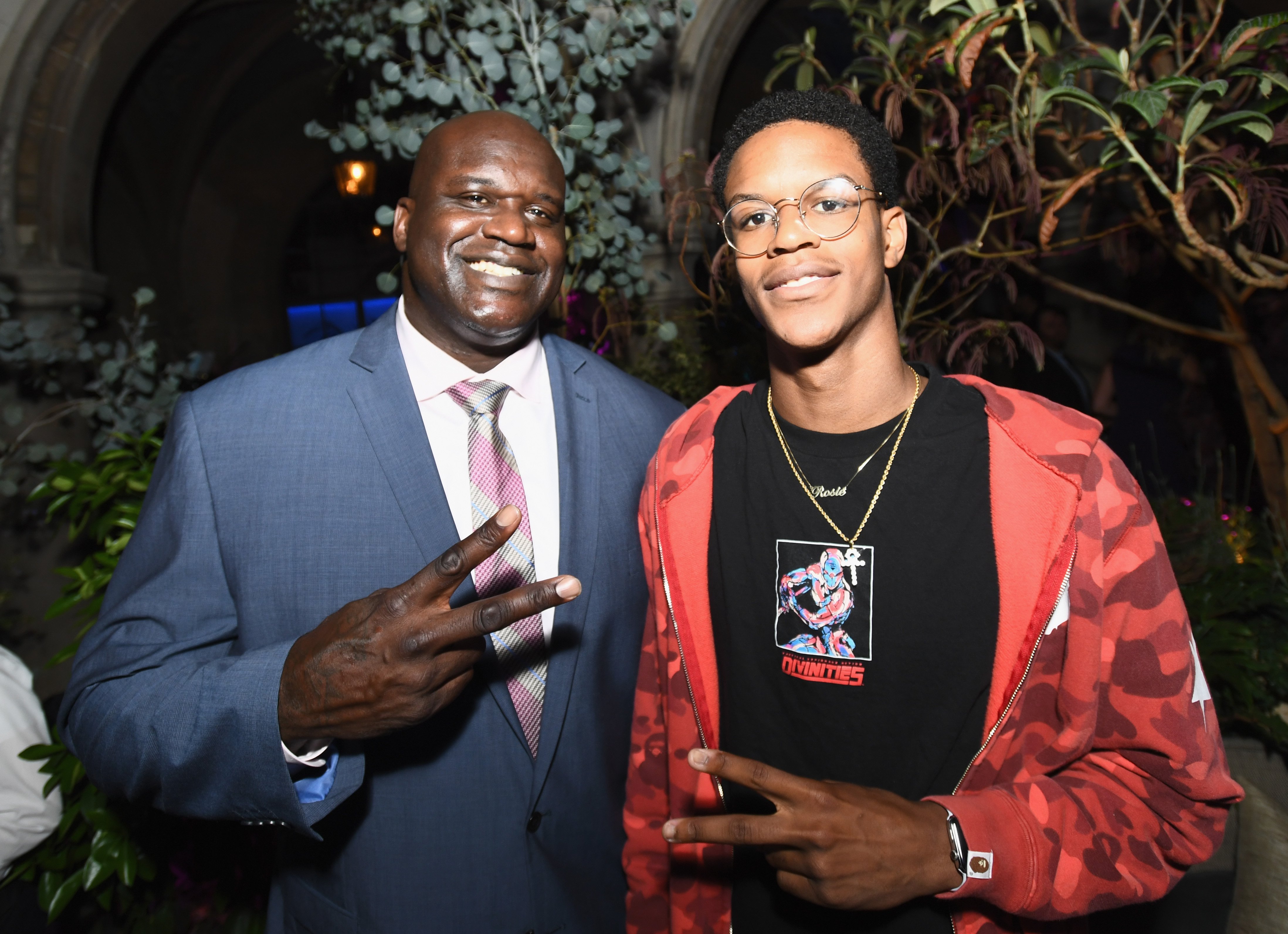 Shaquille O'Neal and son Shareef O'Neal at Apple Music Launch Party Carpool Karaoke: The Series with James Corden on August 7, 2017 | Photo: Getty Images