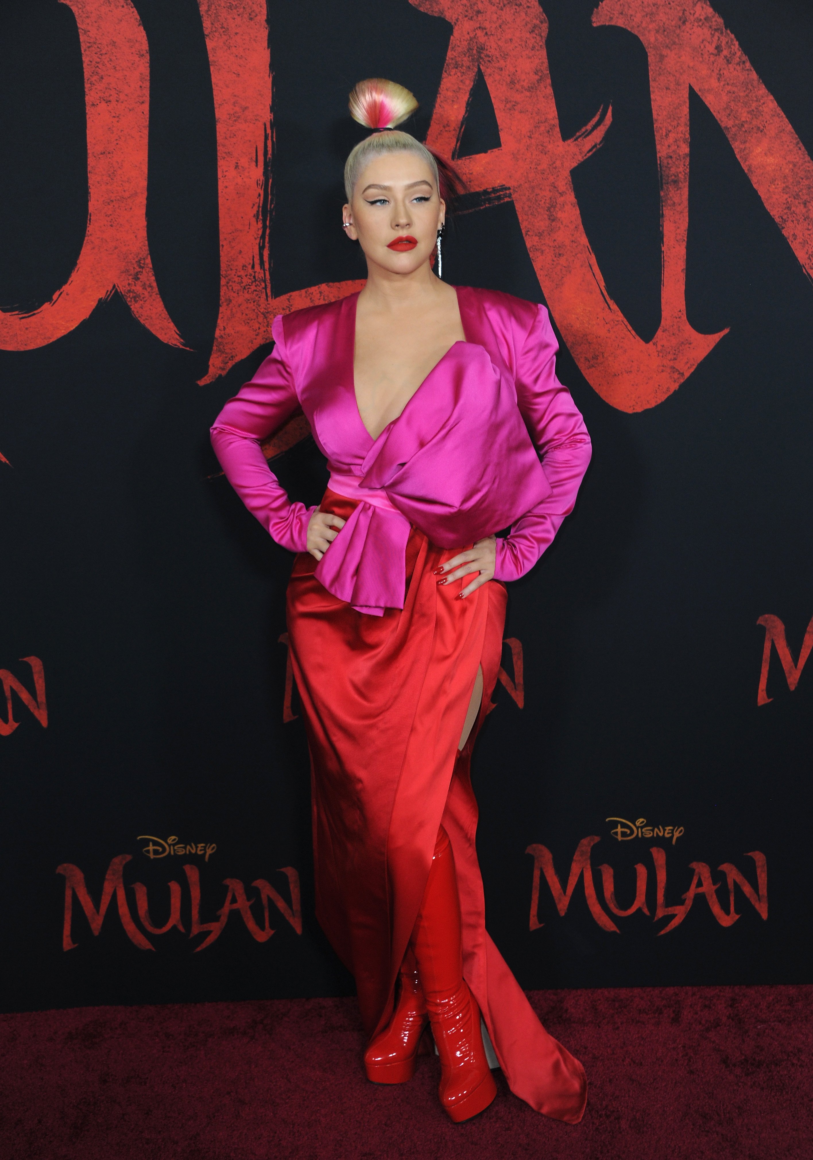Christina Aguilera at the Premier of 'Mulan' in Hollywood, March, 2020. | Photo: Getty Images.
