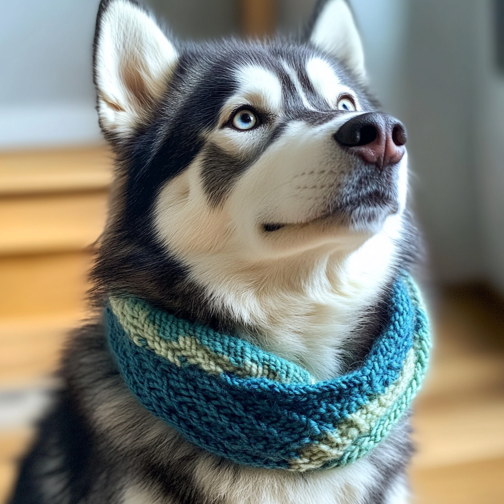 A dog wearing a scarf | Source: Midjourney