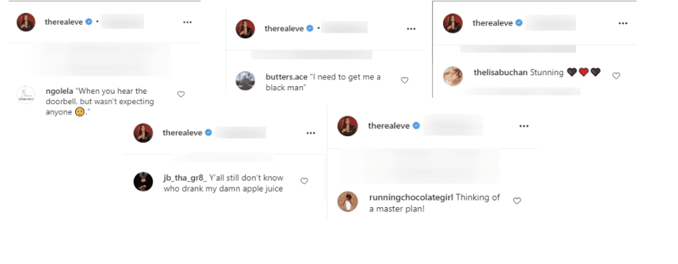 Fan comments from Eve's Instagram page. | Source: Instagram/therealeve