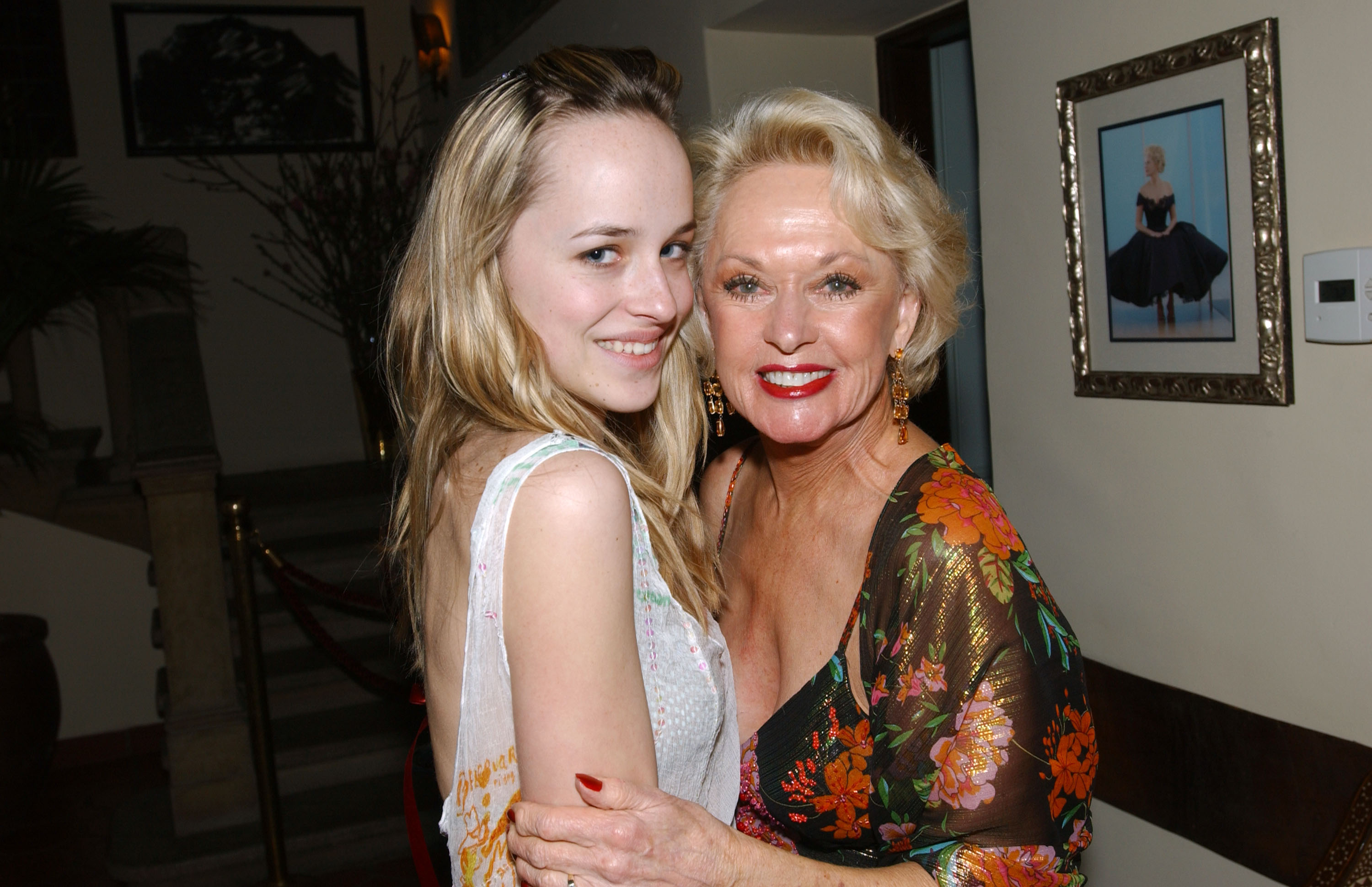 Dakota Johnson and Tippi Hedren at Tippi Hedren's 75th Birthday Gala at the Private Residence in Los Angeles, California | Source: Getty Images