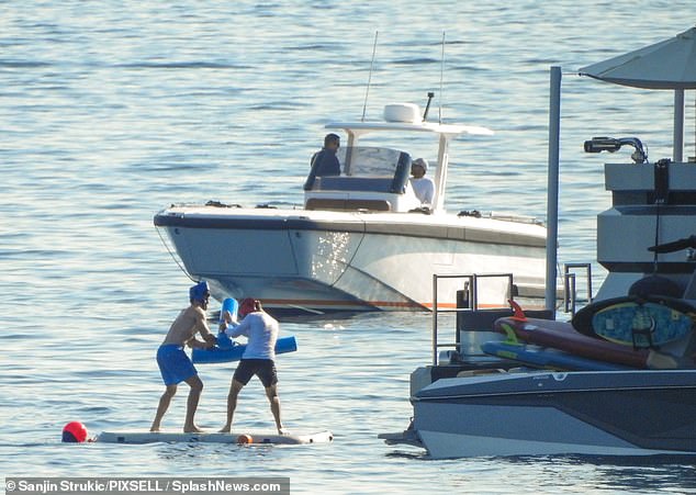 Guests utilized on board paddle boards while celebrating