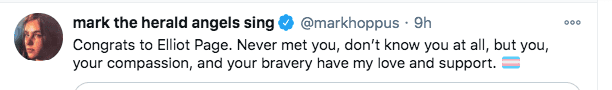 A screenshot of Mark Hoppus' reply to Elliot Page's Tweet. | Photo: Twitter/markhoppus