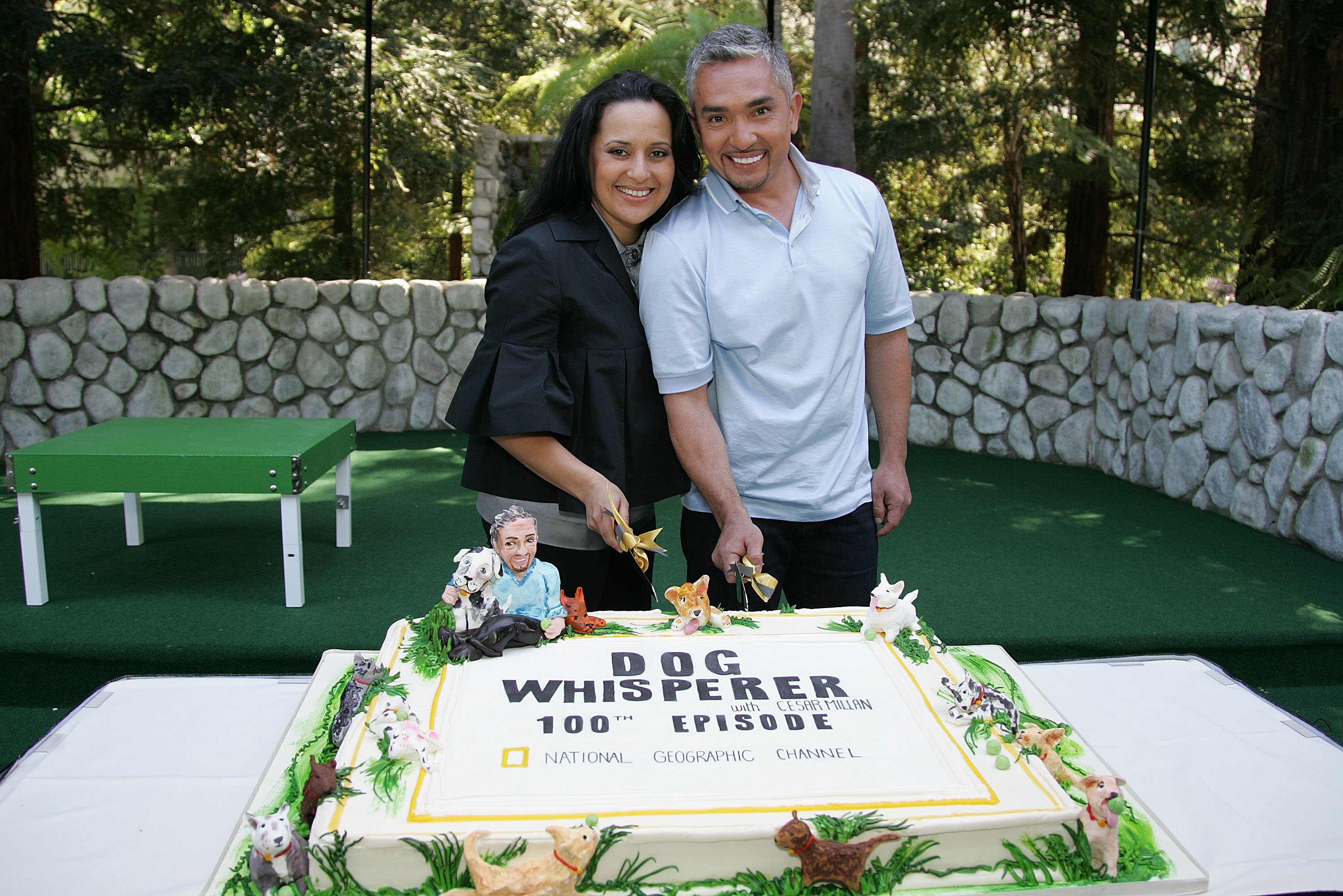 Cesar Millan and wife Illusion at the taping of the 100th episode of National Geographic Channel's "Dog Whisperer" at Pickwick Gardens March 30, 2008, in Burbank, California. Source: Getty Images