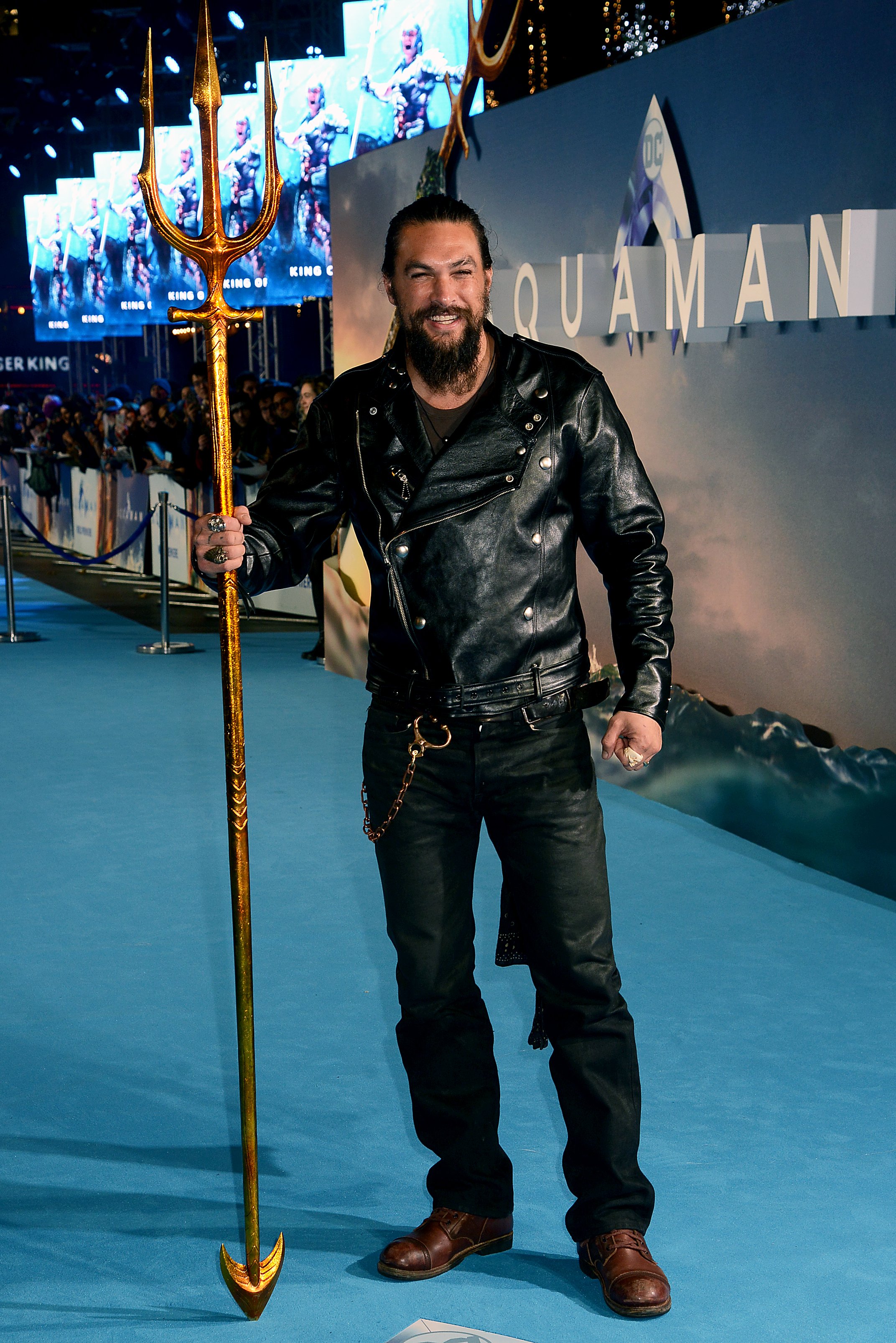 Jason Momoa attends the World Premiere of "Aquaman" at Cineworld Leicester Square on November 26, 2018 in London, England | Source: Getty Images