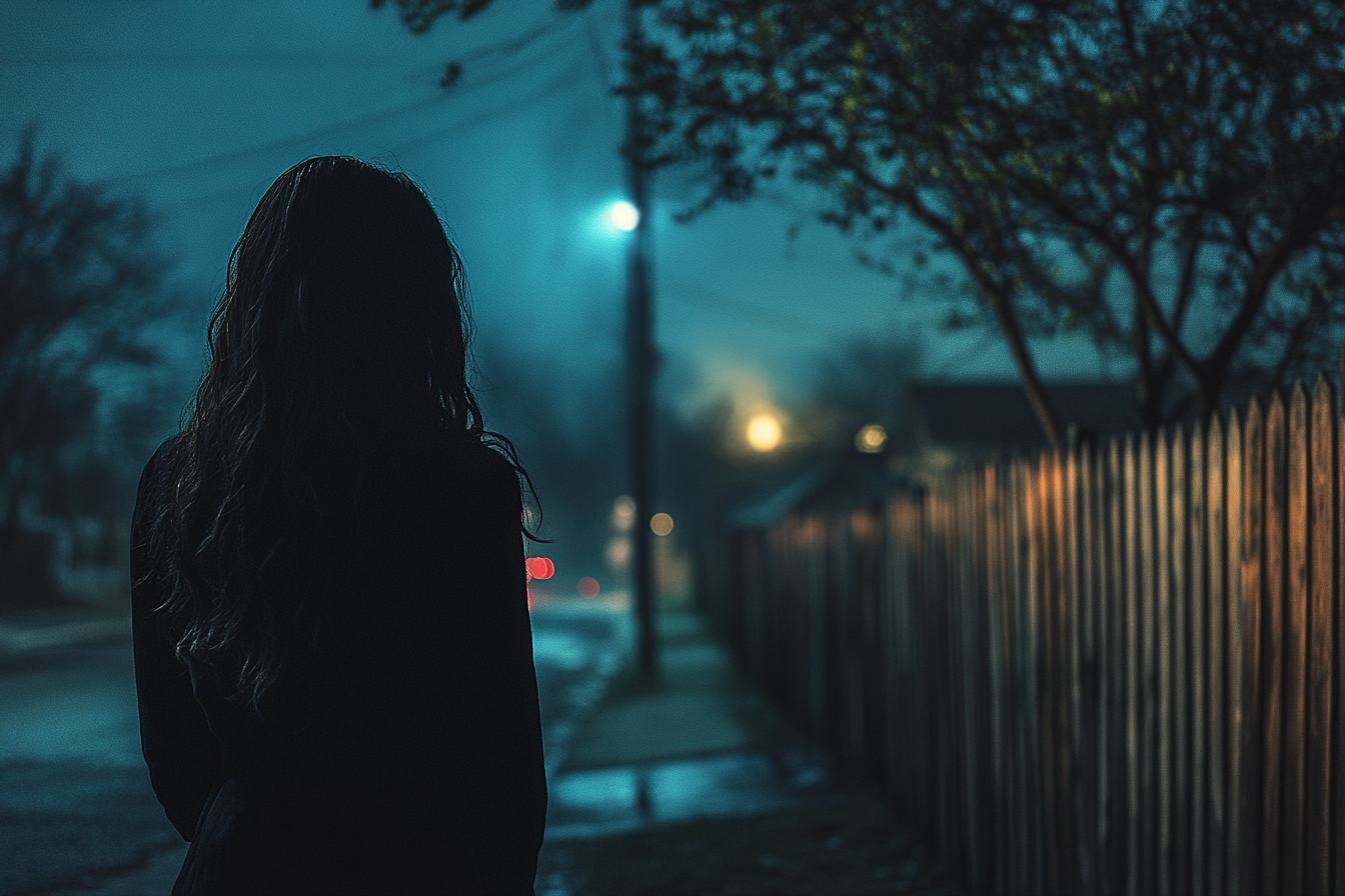 A woman standing near a fence | Source: Midjourney