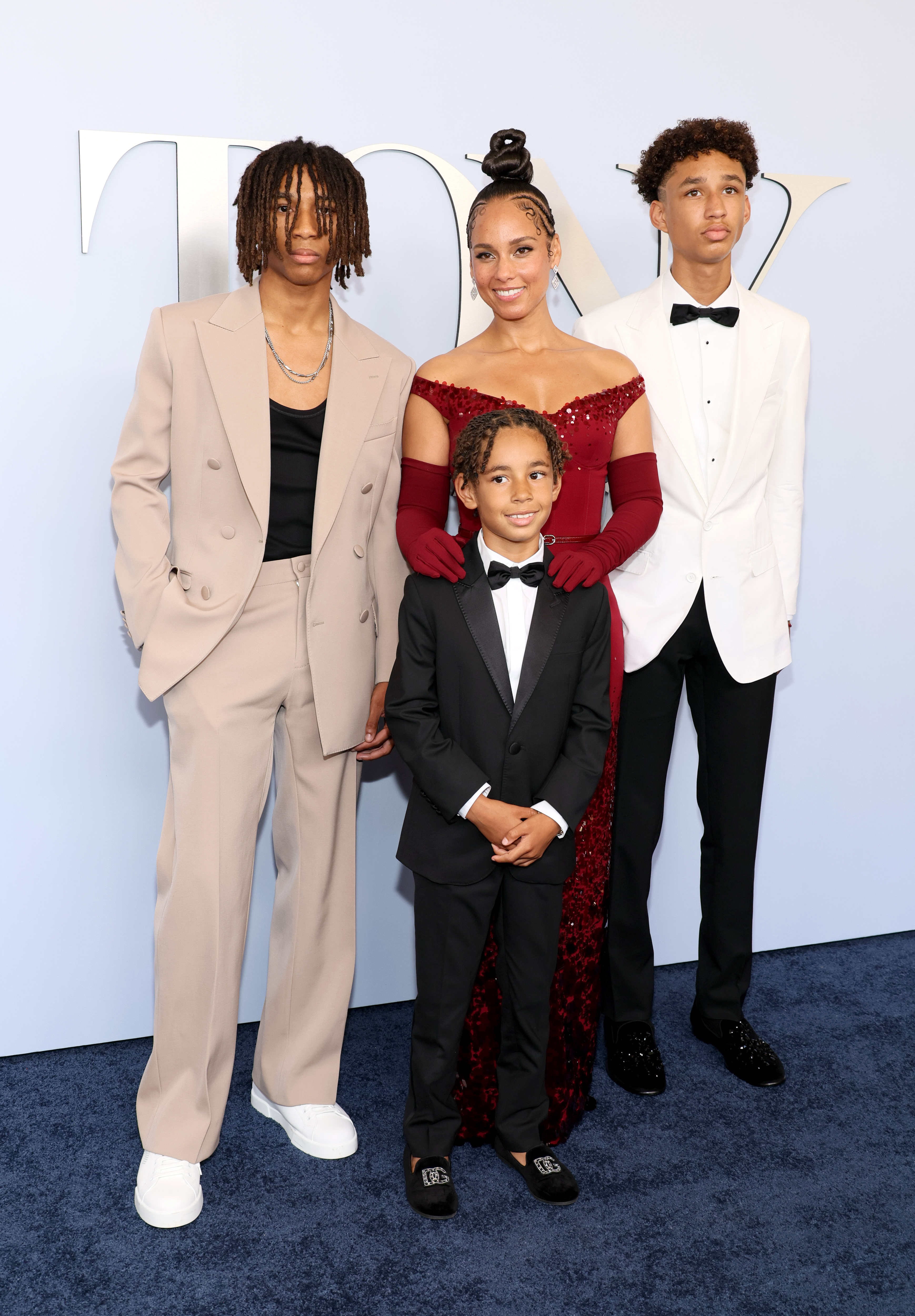 Alicia Keys and sons at the 77th Annual Tony Awards on June 16, 2024, in New York City. | Source: Getty Images