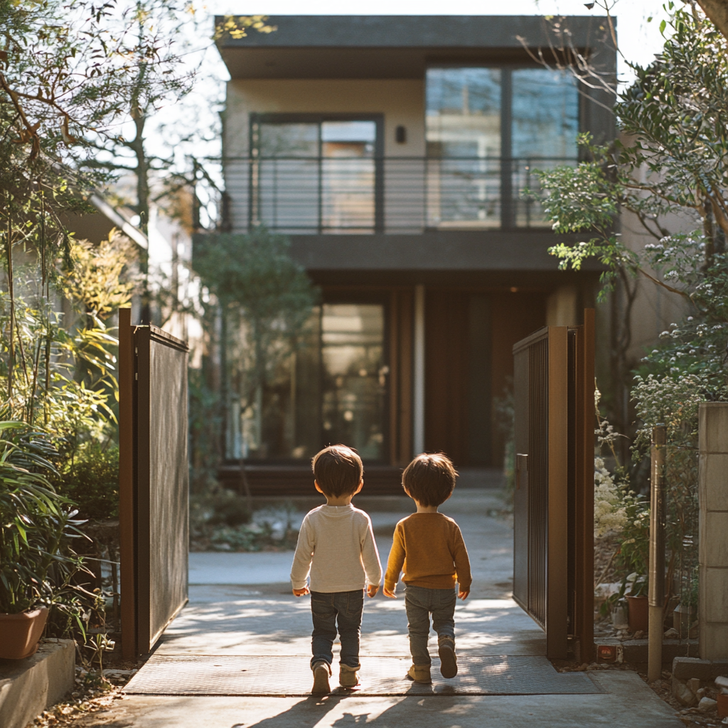 Neighborhood children visiting Stewart | Source: Midjourney