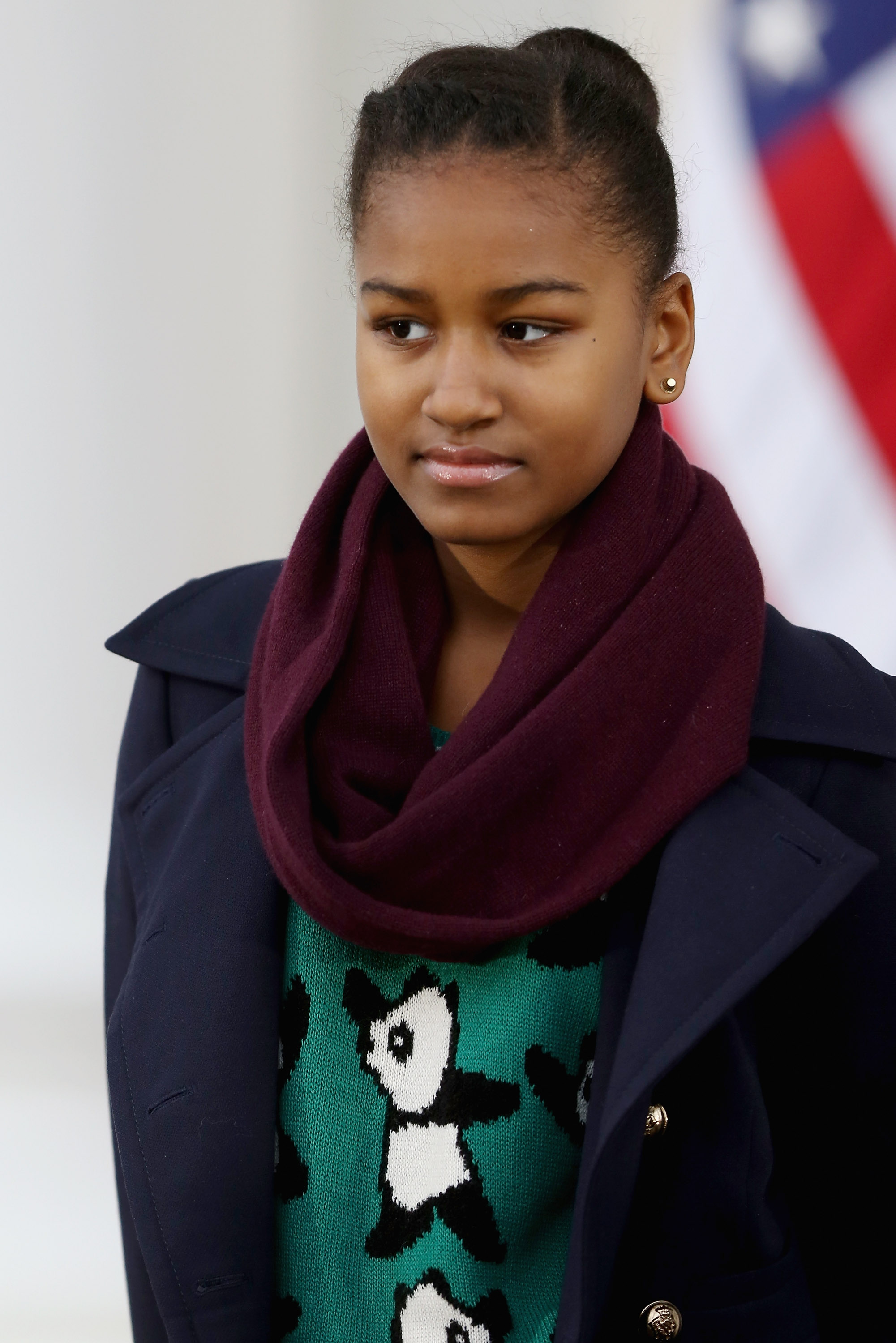 Sasha Obama in the White House in Washington D.C. on November 27, 2013 | Source: Getty Images