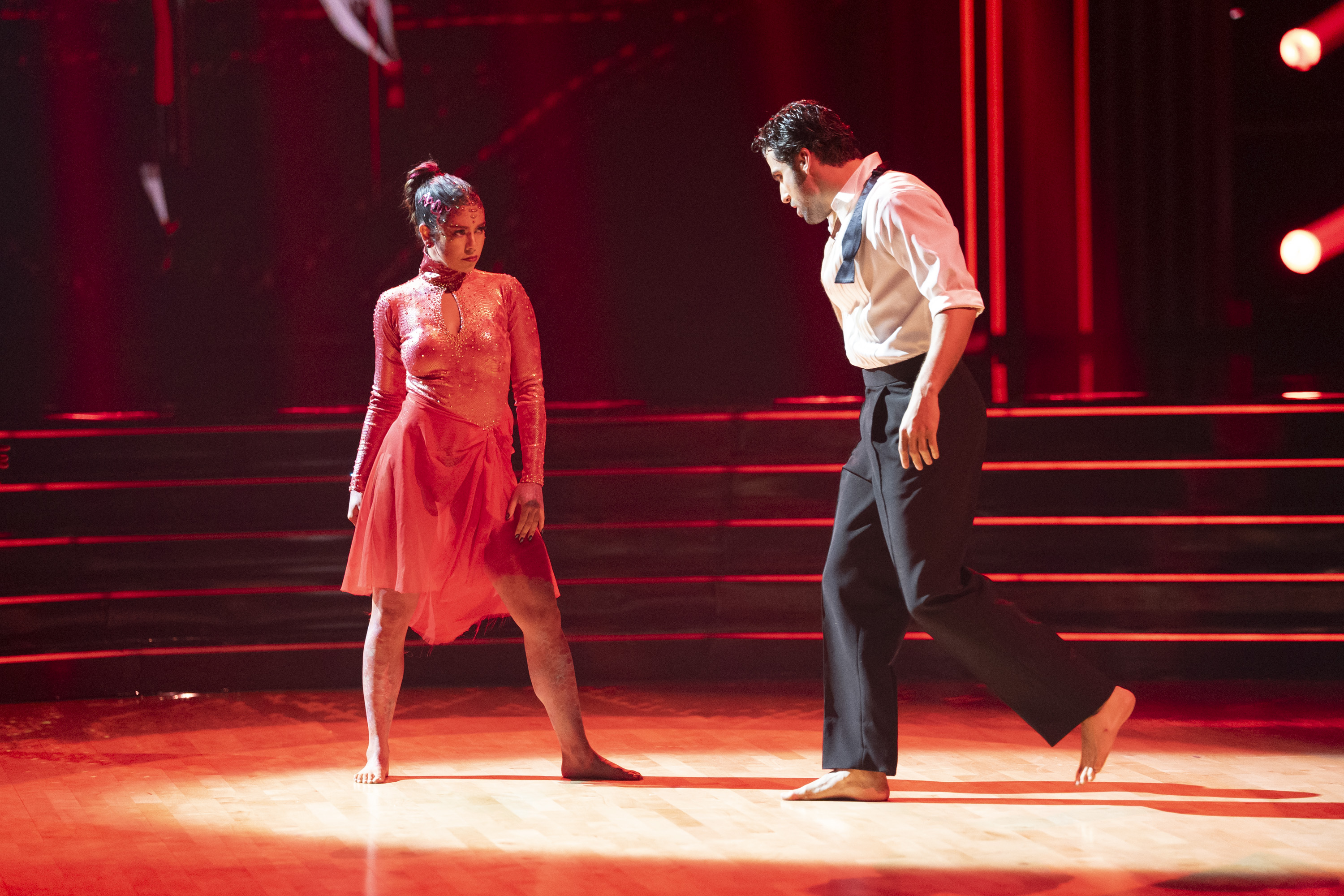 Jen Affleck and Jan Ravnik during the Halloween episode of "Dancing with the Stars" on October 28, 2025. | Source: Getty Images