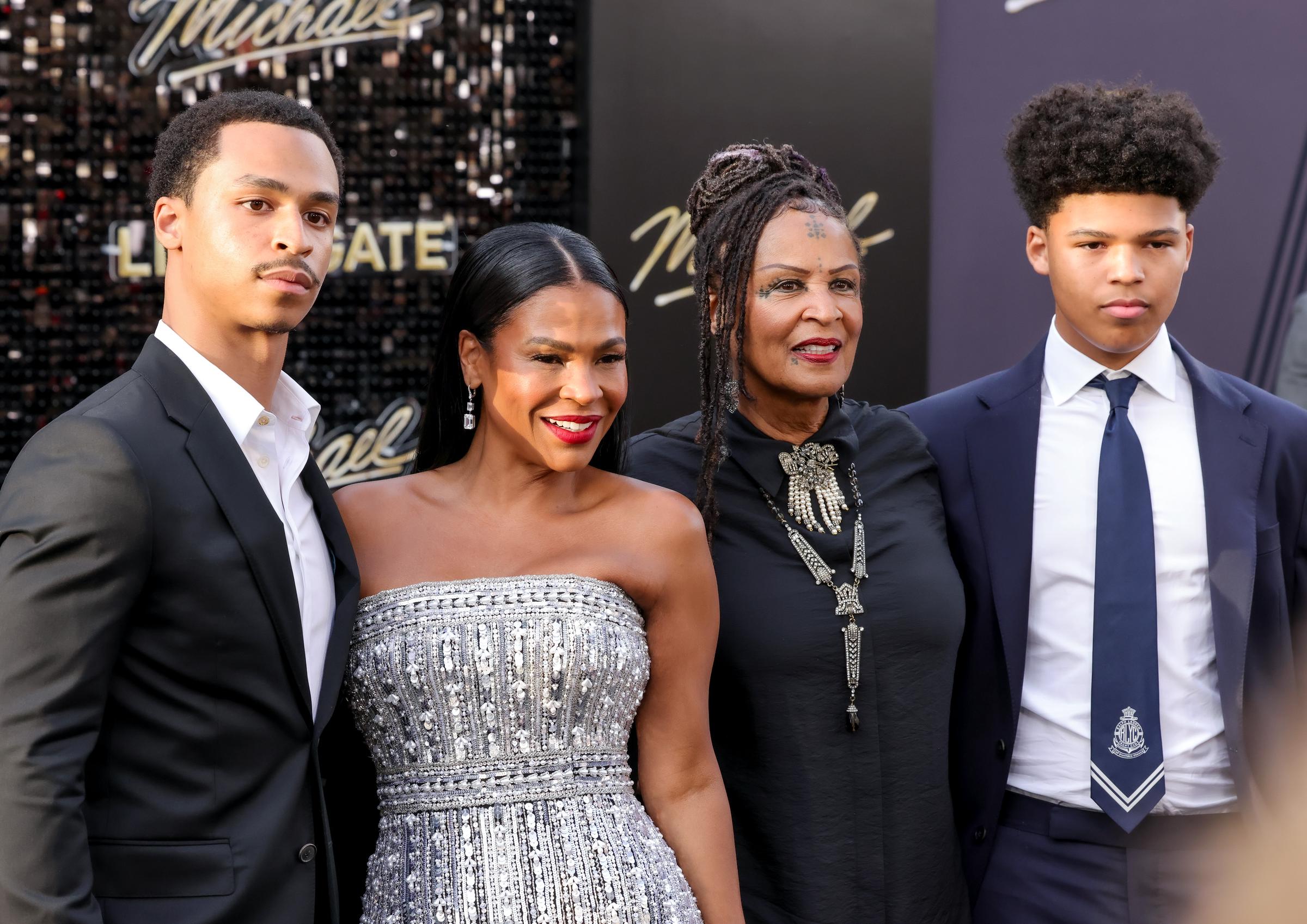 Massai Zhivago Dorsey II, Nia Long, Talita Long and Kez Sunday Udoka attend the premiere of Lionsgate's "Michael" at Dolby Theatre on April 20, 2026, in Hollywood, California | Source: Getty Images