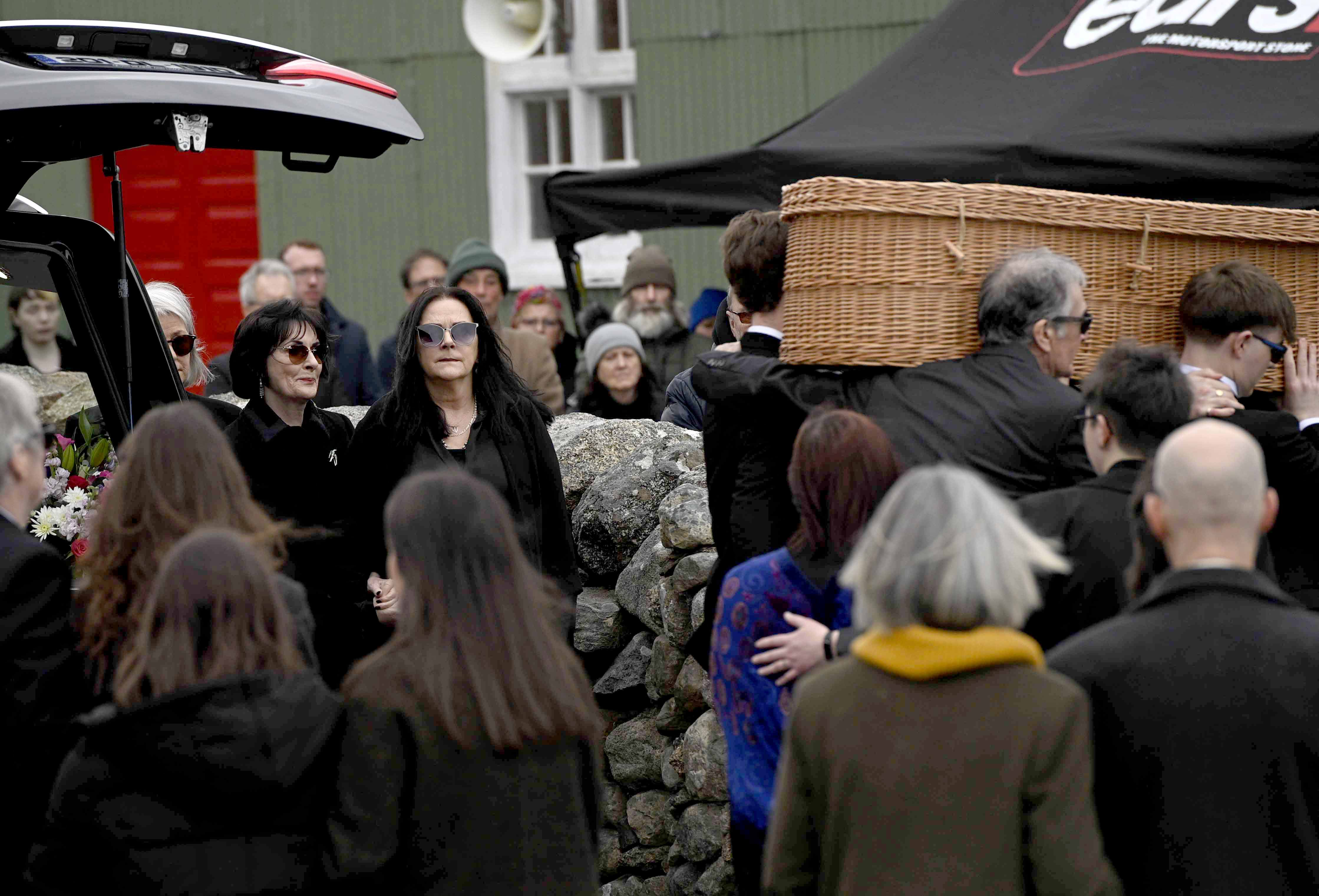 Moya Brennan's sister, fellow folk singer Enya, during the former's funeral at St Patrick's Church on 17 April 2026 in Donegal, Ireland. | Source: Getty Images