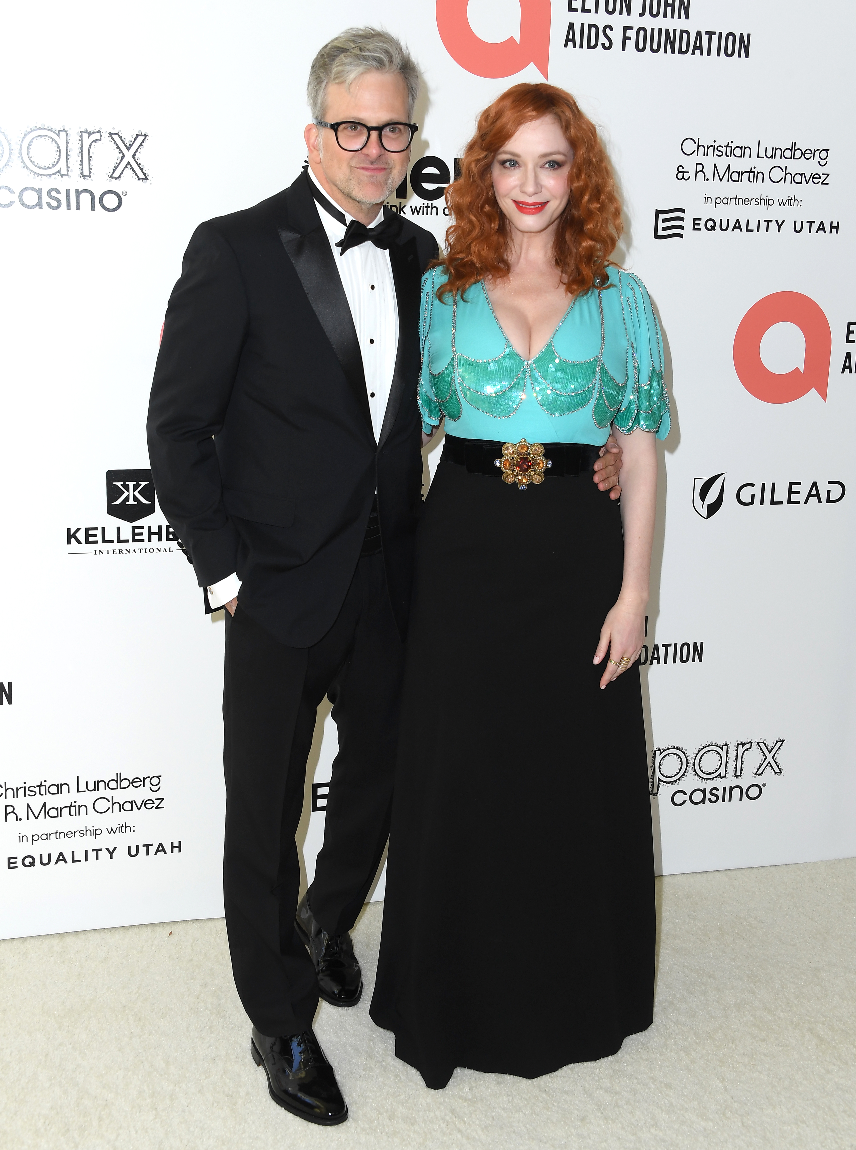 George Bianchini and Christina Hendricks at the Elton John AIDS Foundation's 30th Annual Academy Awards Viewing Party on March 27, 2022, in California. | Source: Getty Images