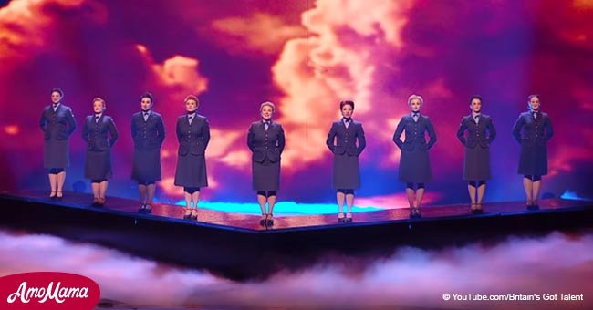 Women perform in military costumes classic song while invating some special guests