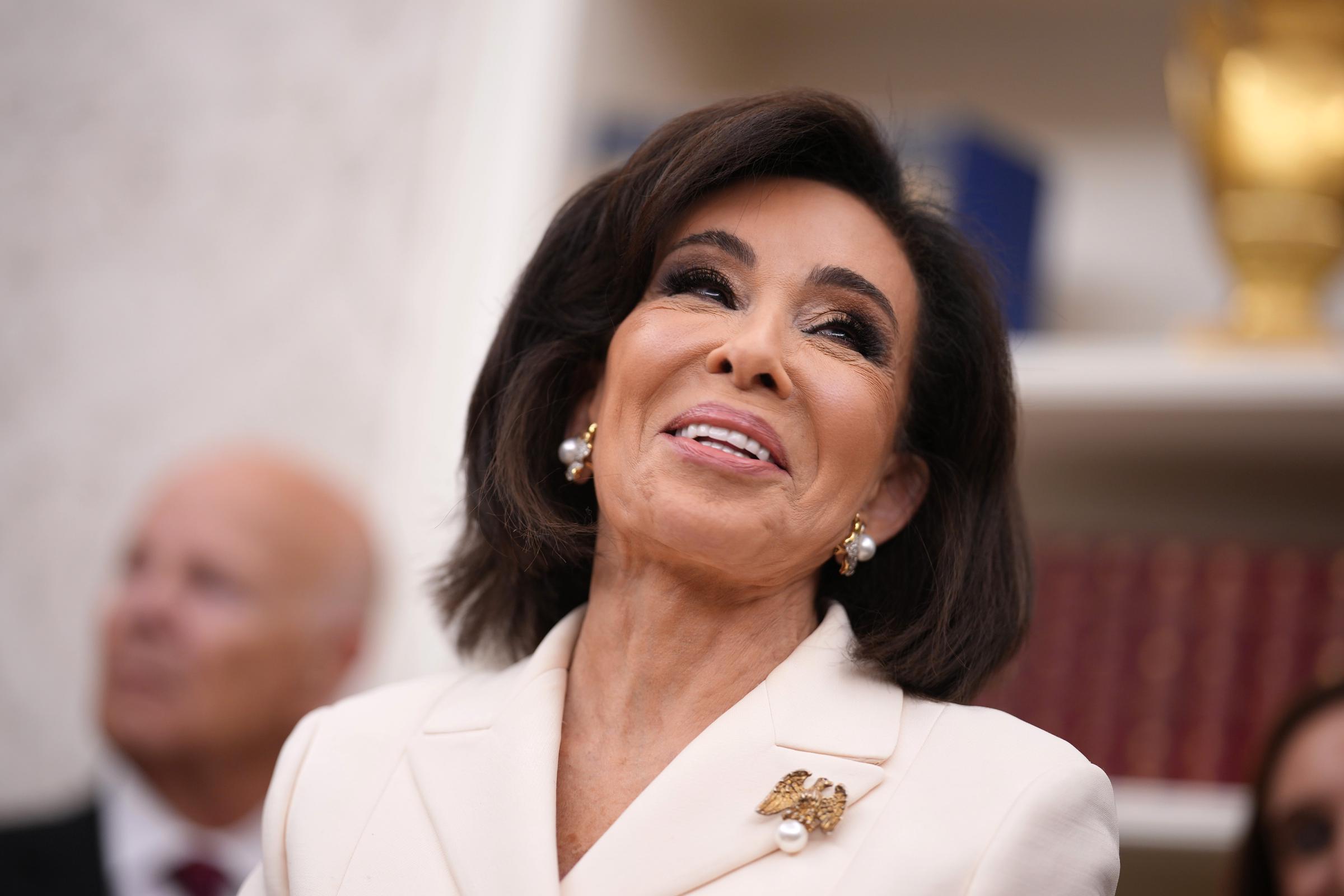 Jeanine Pirro smiles proudly in the Oval Office on May 28, 2025, after being sworn in as interim U.S. Attorney for Washington, D.C., marking a new chapter in her career.