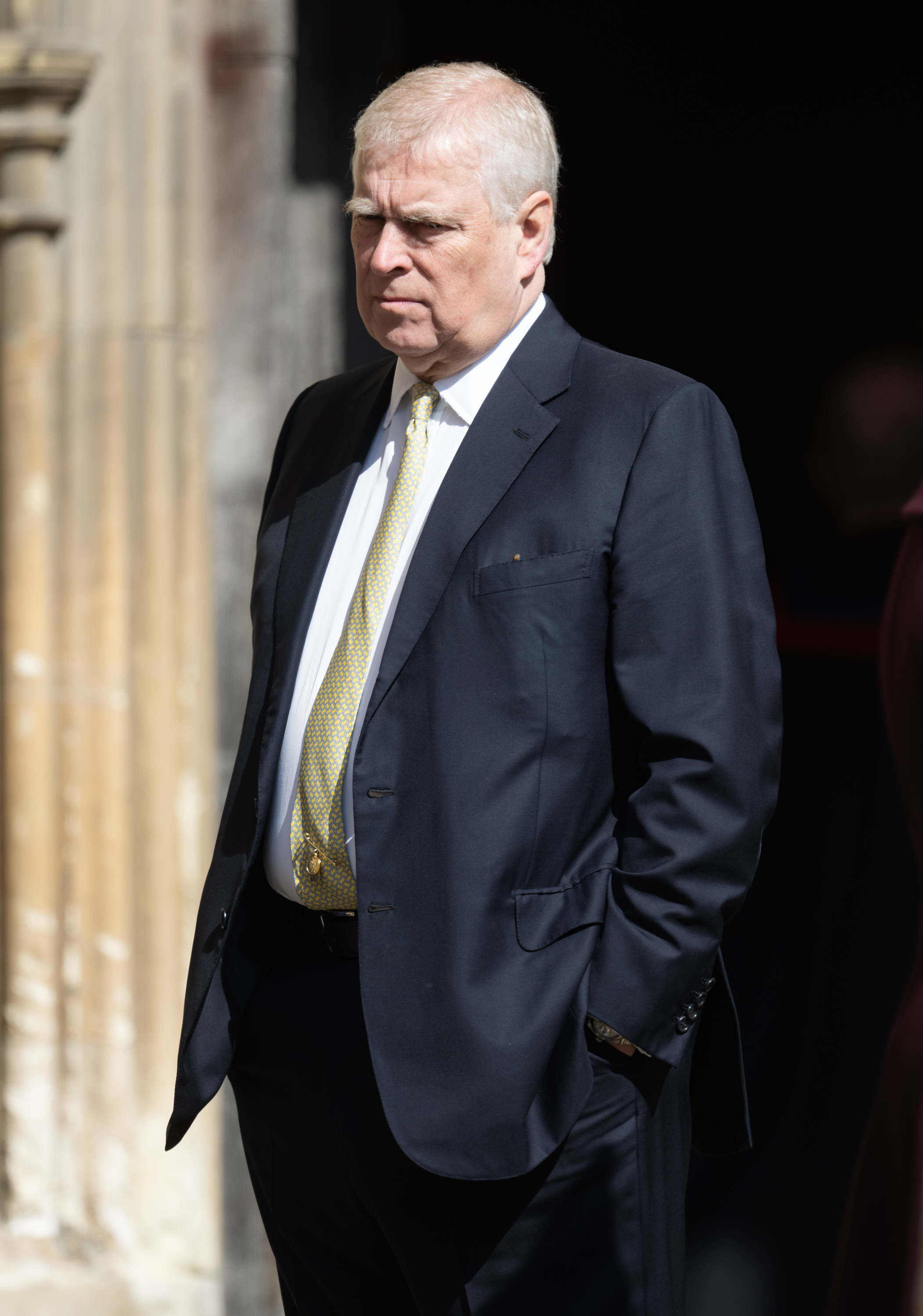 Andrew Mountbatten-Windsor attends the Easter service at St George's Chapel on 20 April 2025 in Windsor, England. | Source: Getty Images
