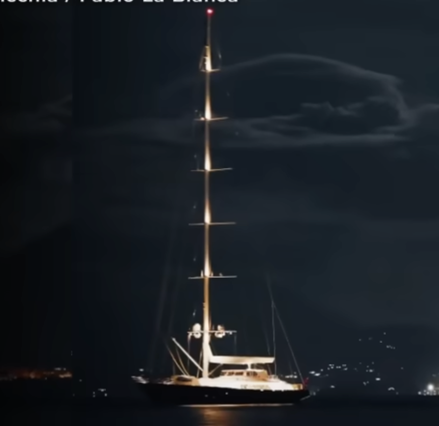 The yacht anchored off the Island of Sicily hours before the disaster, dated August 21, 2024 | Source: YouTube/@ABCNews