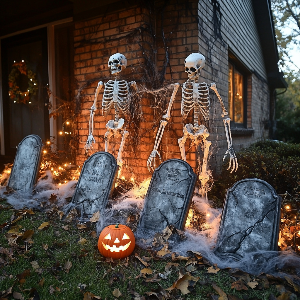 Decorações de esqueleto de Halloween | Fonte: Midjourney