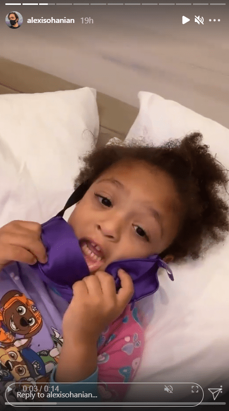 Serena Williams' daughter, Olympia, seen lying on her back while getting ready for bed with her dad | Photo: Instagram/alexisohanian