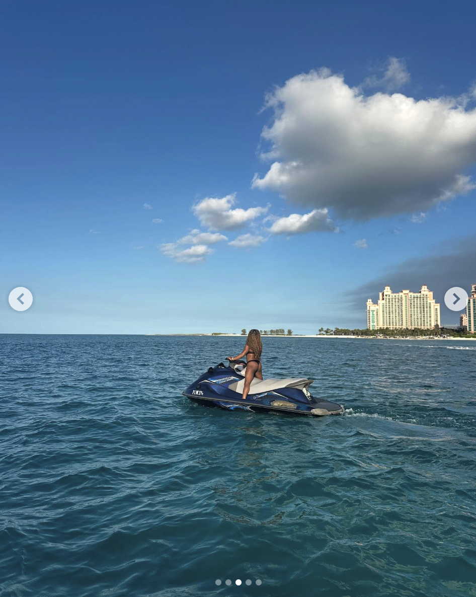 Simone Biles is seen riding a jet ski, dated March 12, 2025 | Source: Instagram/simonebiles