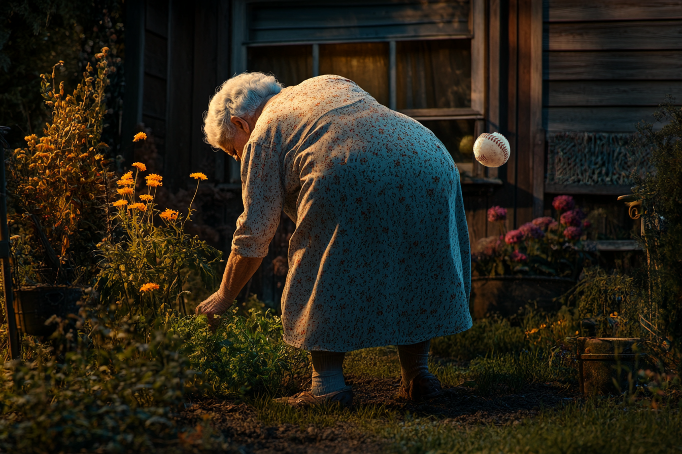 An older lady about to get hit by a baseball | Source: Midjourney