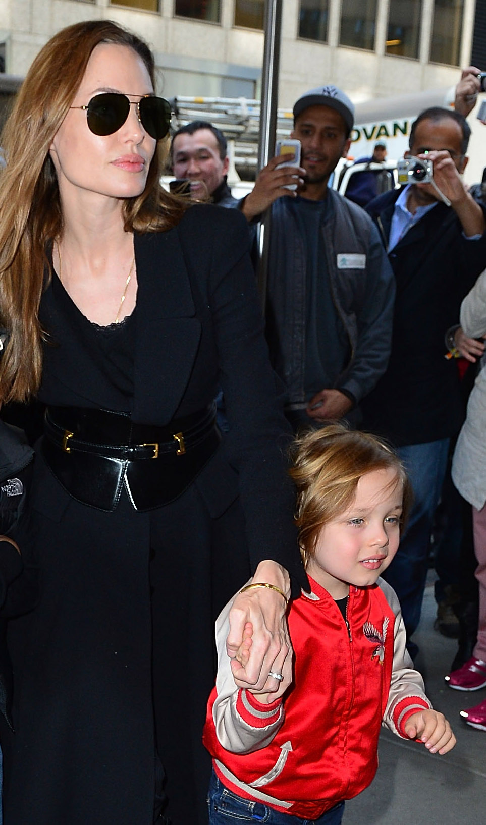 Angelina Jolie and Knox Jolie-Pitt visiting FAO Schwarz on April 5, 2013, in New York City. | Source: Getty Images