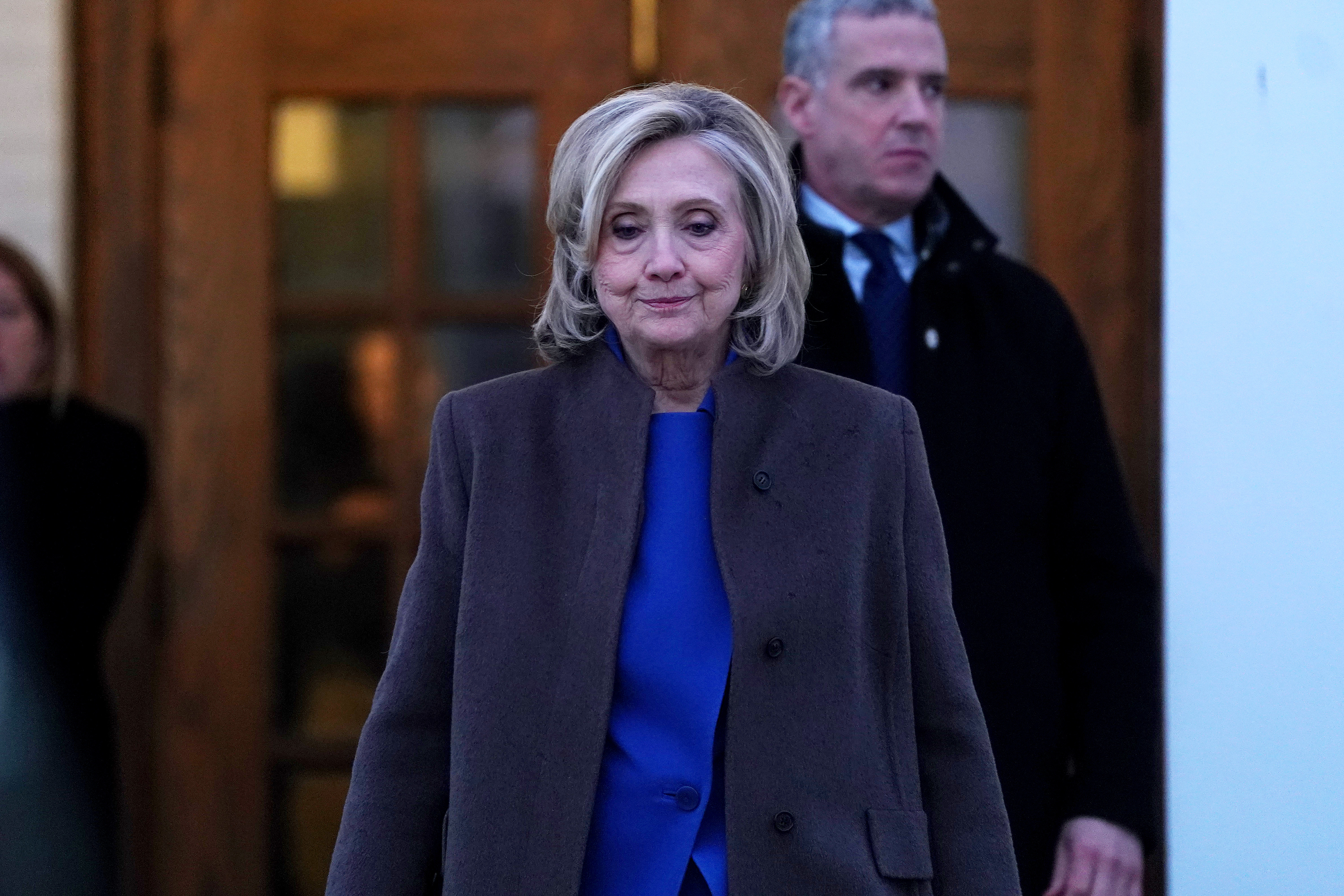 Hillary Clinton speaks to the press after testifying in a deposition with the House Oversight Committee at the Chappaqua Performing Arts Center on February 26, 2026 in New York | Source: Getty Images
