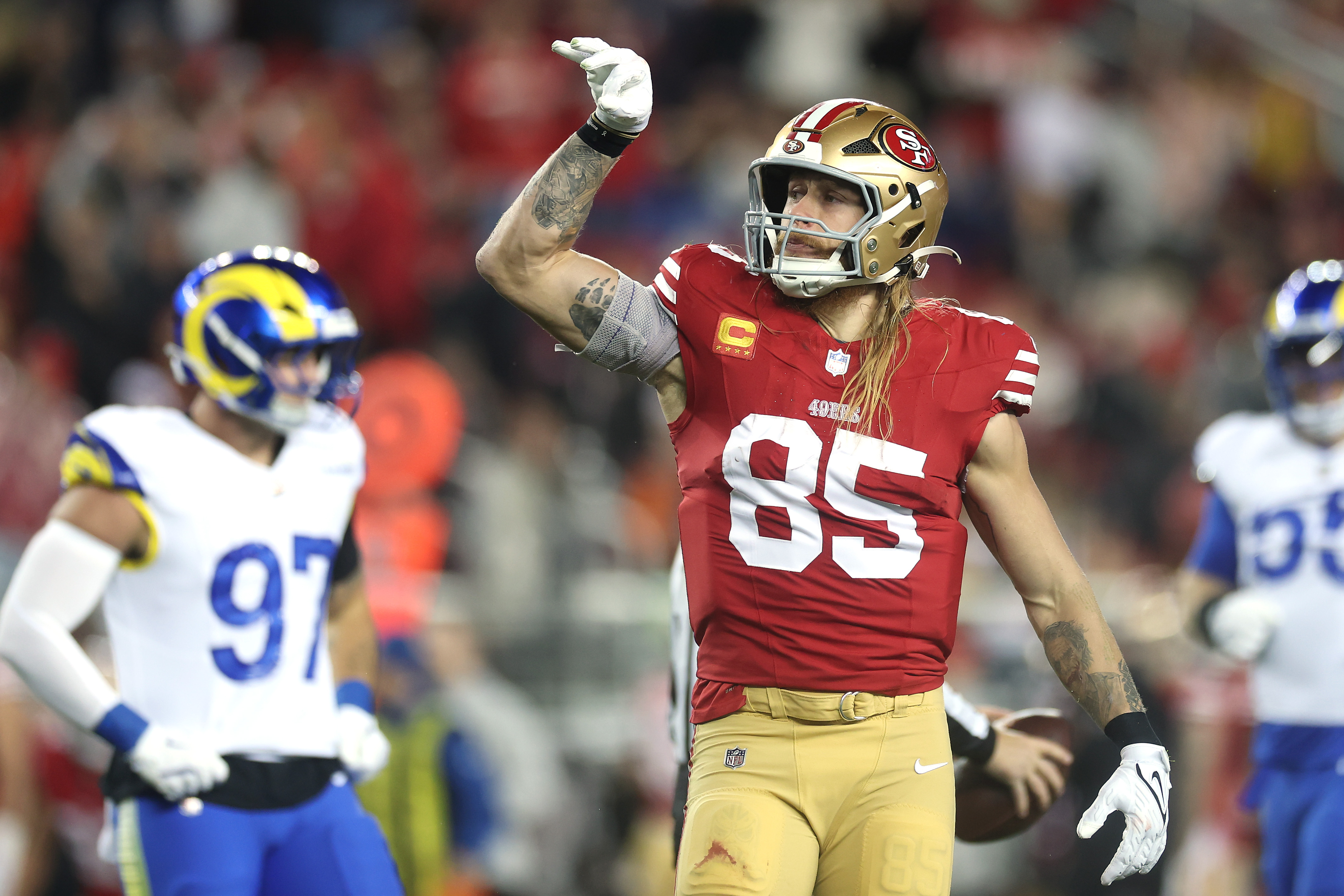 George Kittle on December 12, 2024, in Santa Clara, California | Source: Getty Images