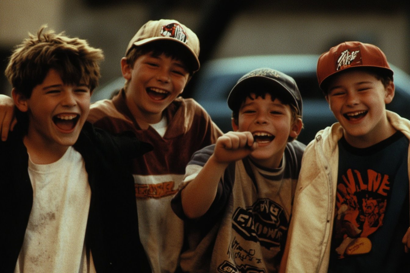 A gang of boys laughing | Source: Midjourney