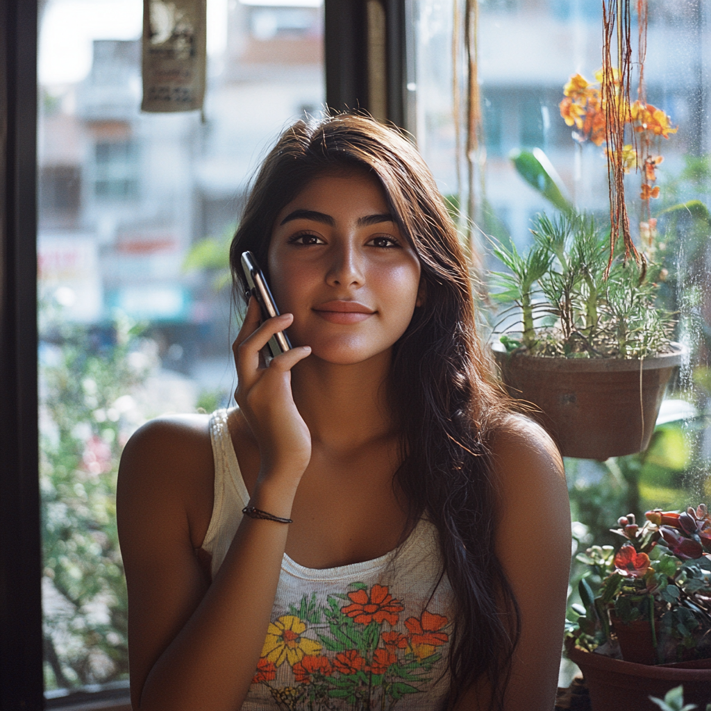 A happy woman talking on the phone | Source: Midjourney