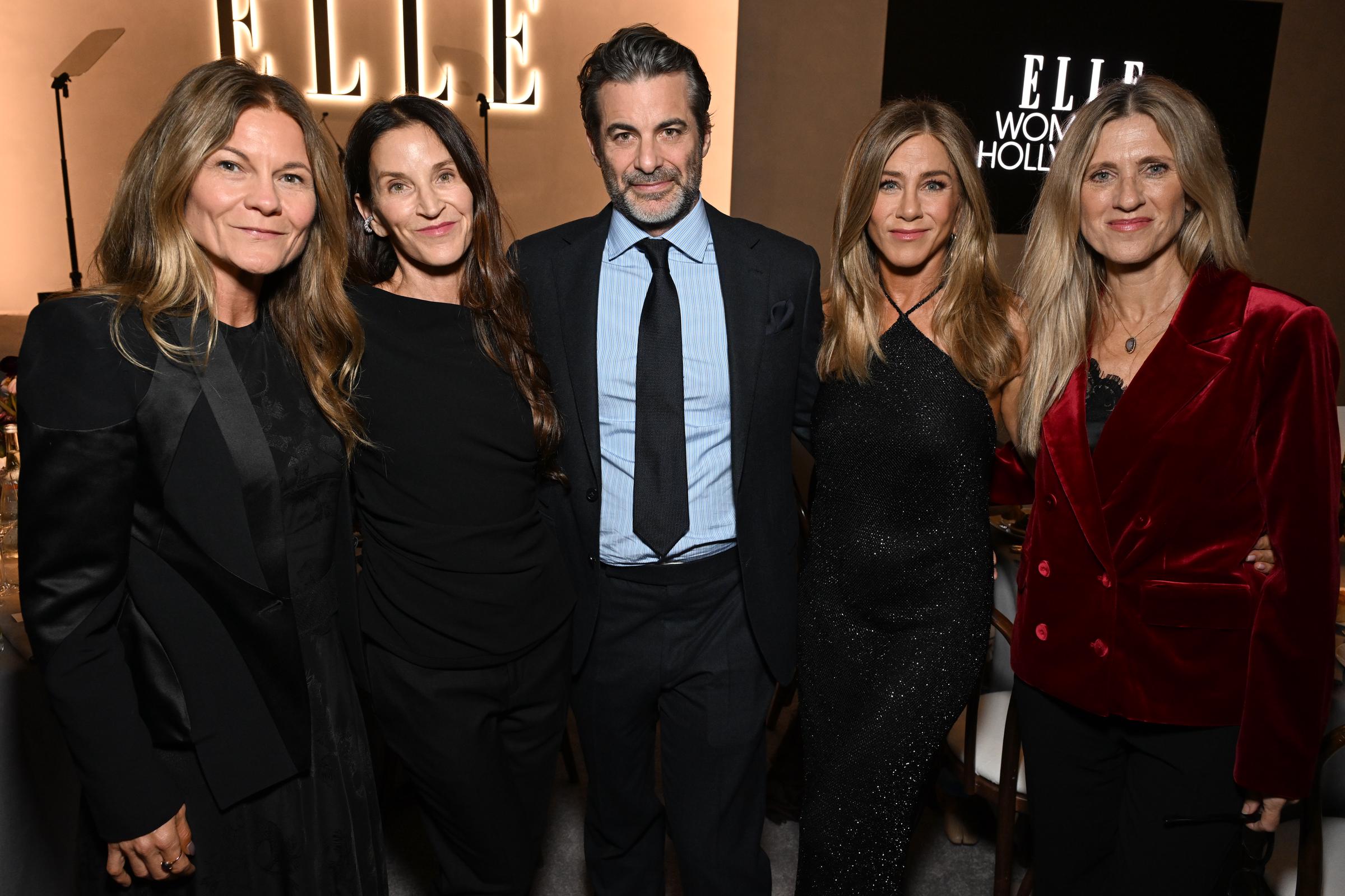 Kristin Hahn, Amanda Anka, Jim Curtis, Jennifer Aniston, and Andrea Bendewald attend ELLE's Women in Hollywood Celebration on November 17, 2025 in Los Angeles, California | Source: Getty Images
