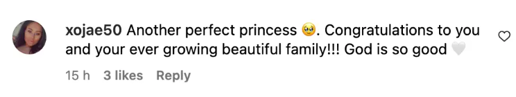 Fan comment about Steve Harvey's eighth grandbaby and her family, dated November 13, 2023 | Source: Instagram/theamanda_h