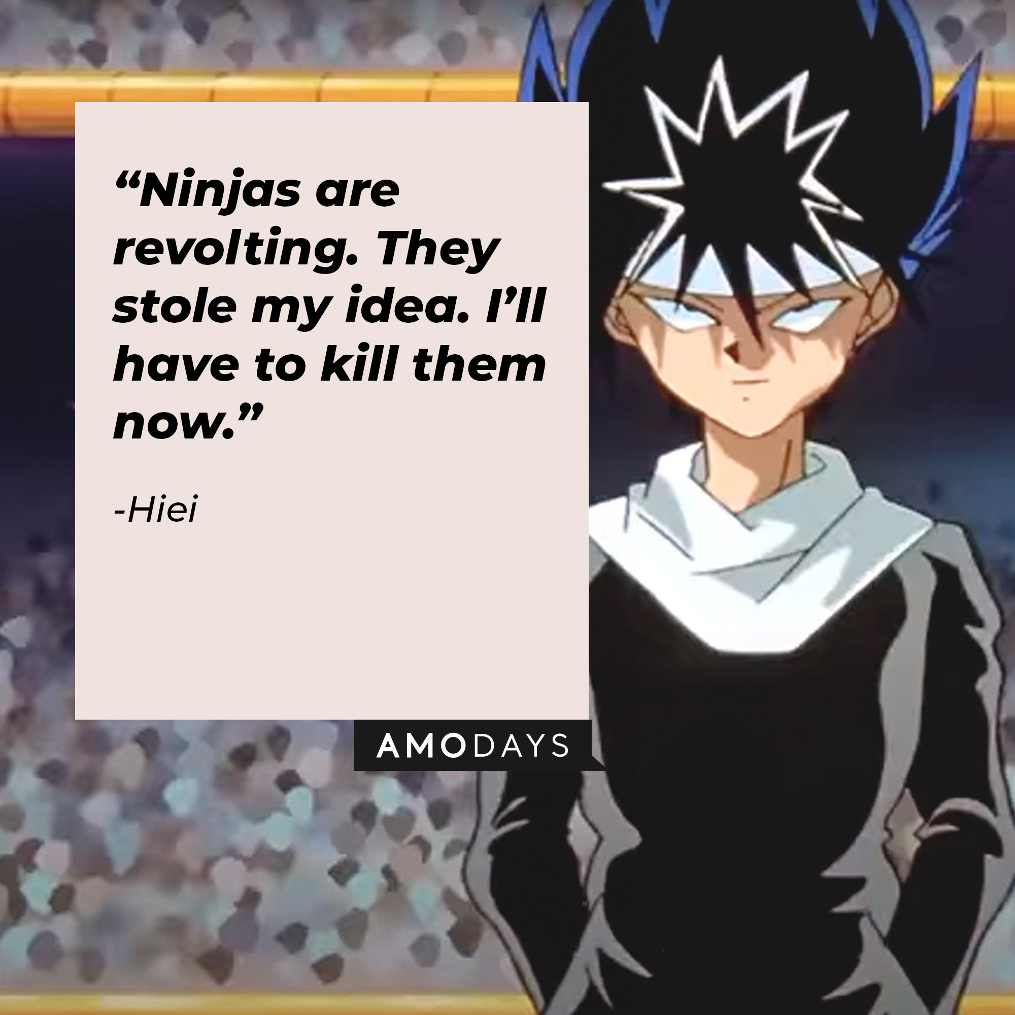 An animation of Jaganshi Hei with the quote, “Ninjas are revolting. They stole my idea. I’ll have to kill them now.” | Source: facebook.com/watchyuyuhakusho