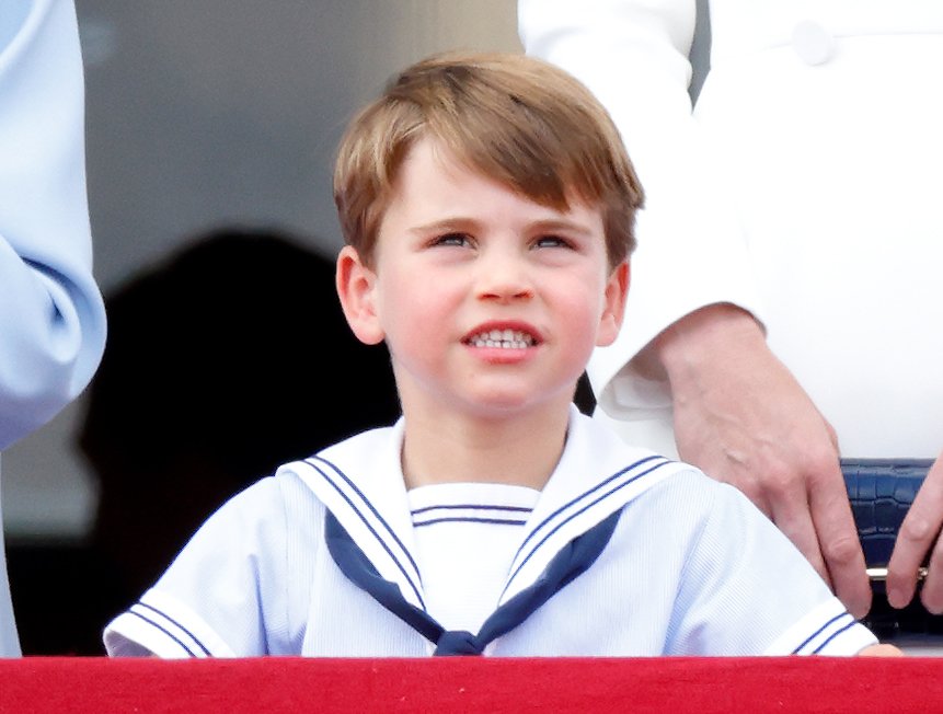 Prince Louis watches a flypast from the balcony of Buckingham Palace during Trooping the Colour on June 2, 2022 in London, England | Source: Getty Images