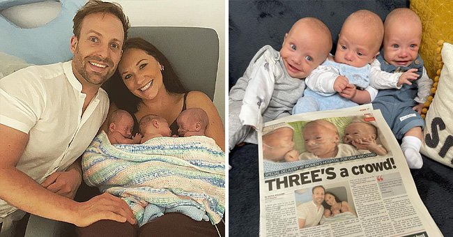 Gina und Craig Dewdney  zusammen mit ihren neugeborenen Drillingen. | Quelle: Instagram.com/the_cheshire_triplets