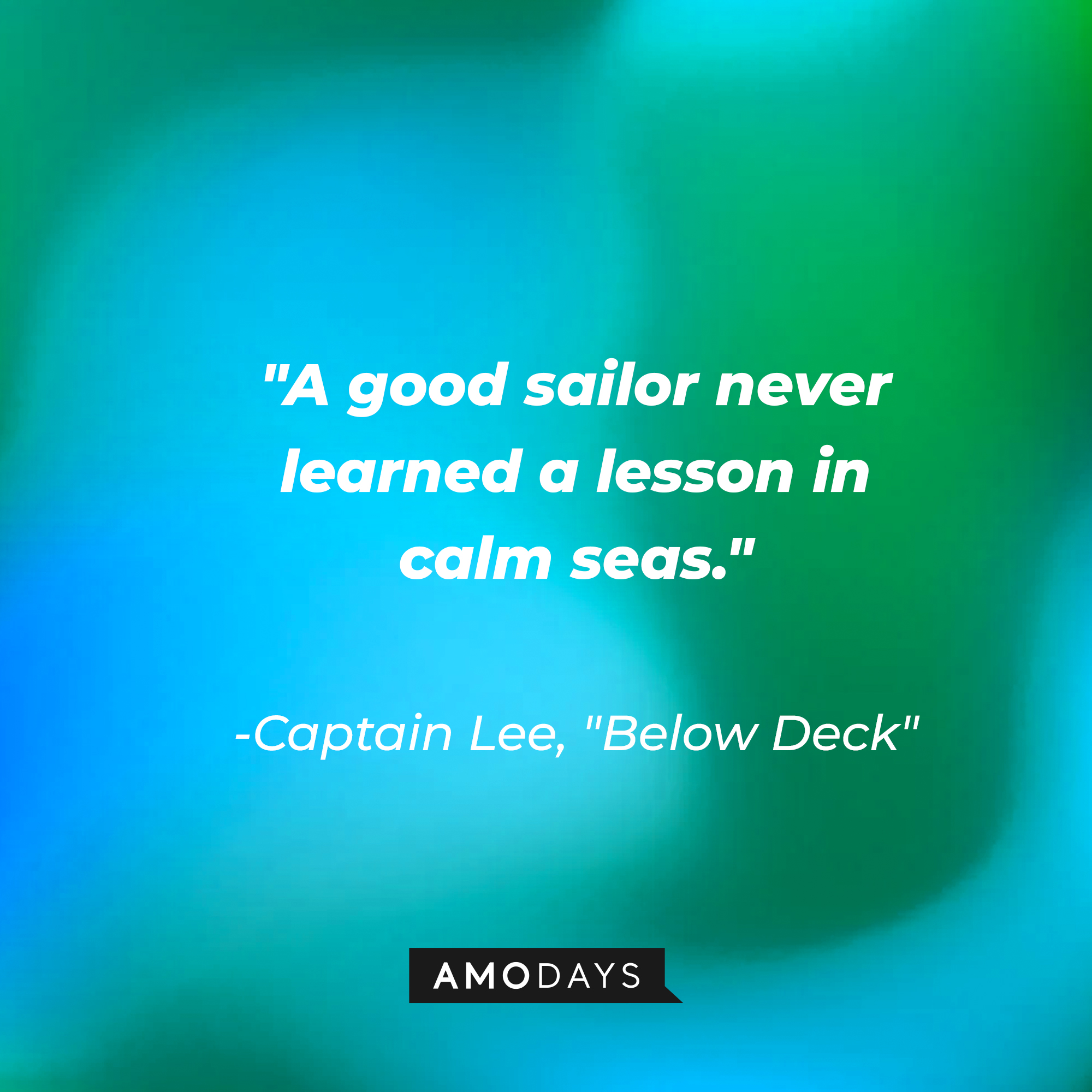Captain Lee's quote from "Below Deck:" "A good sailor never learned a lesson in calm seas." | Source: AmoDays