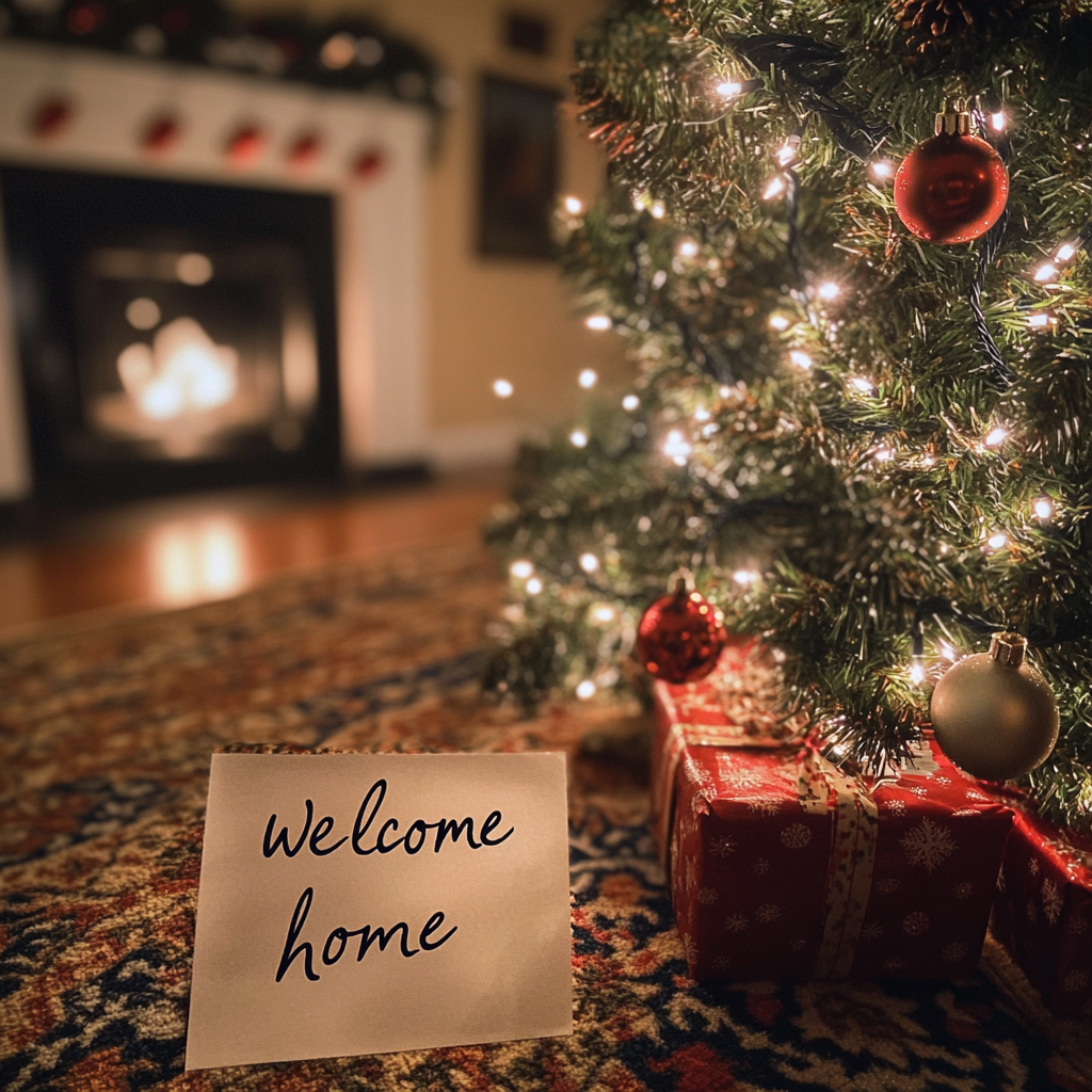 Note next to a Christmas tree | Source: Midjourney