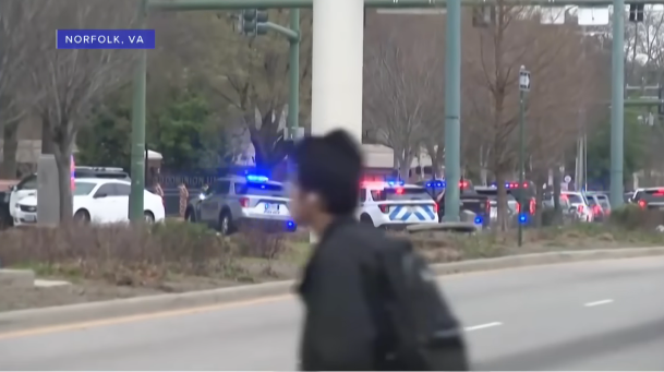 Area near Old Dominion University with heavy police presence on March 12, 2026 | Source: YouTube/NewsNation