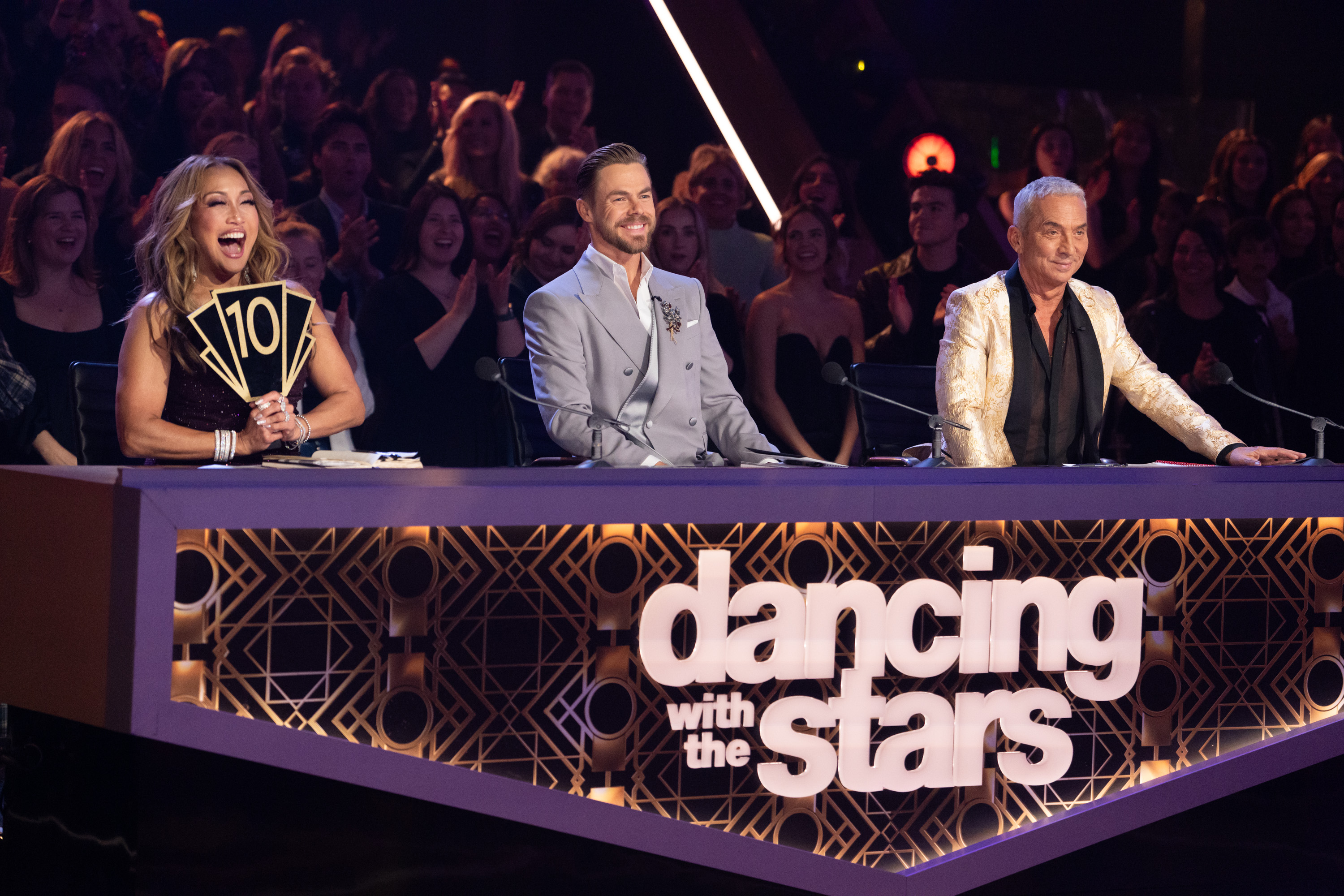 Judges Carrie Ann Inaba, Bruno Tonioli, and Derek Hough during the "DWTS" Semifinals on November 19, 2024 | Source: Getty Images