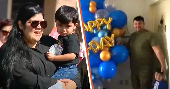[Left] Angelica Chavarria and her son Zion; [Right] Jimmy Chavarria and his son Zion with “Happy Birthday” balloons. | Source: youtube.com/FOX 11 Los Angeles