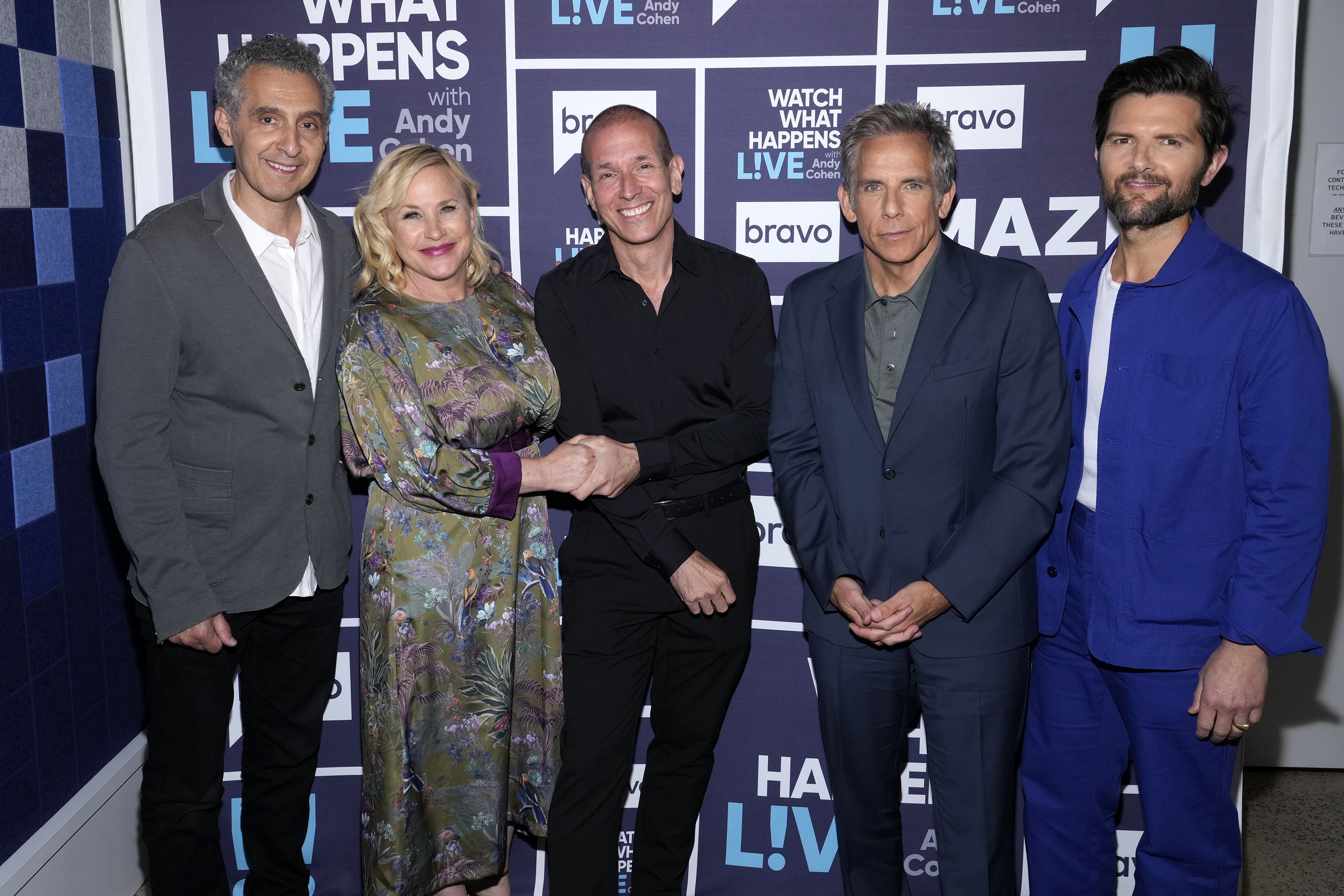 John Turturro, Patricia Arquette, James Gavin, Ben Stiller, and Adam Scott at "Watch What Happens Live With Andy Cohen" on June 16, 2022. | Source:  Getty Images