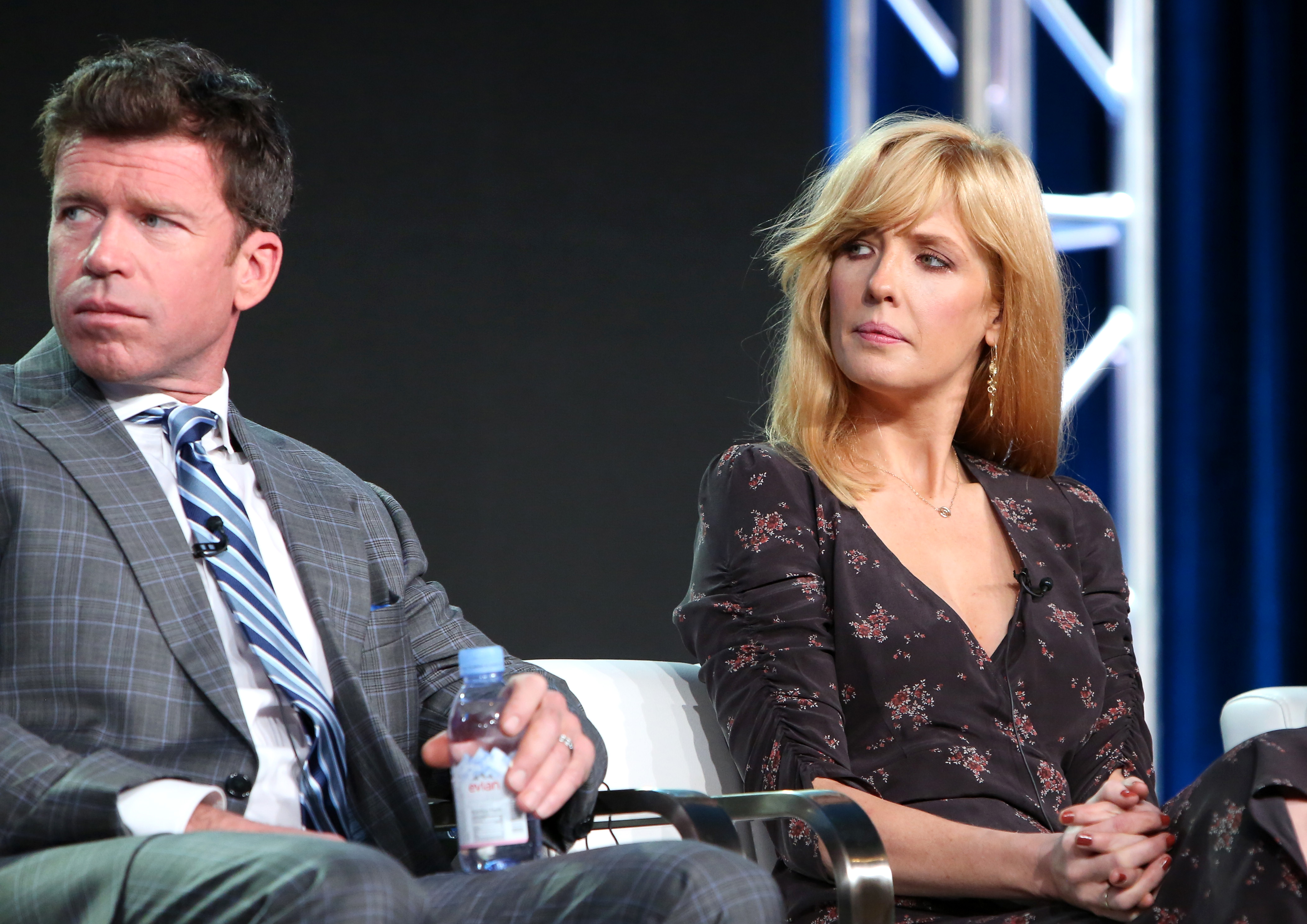 Taylor Sheridan and Kelly Reilly. | Source: Getty Images