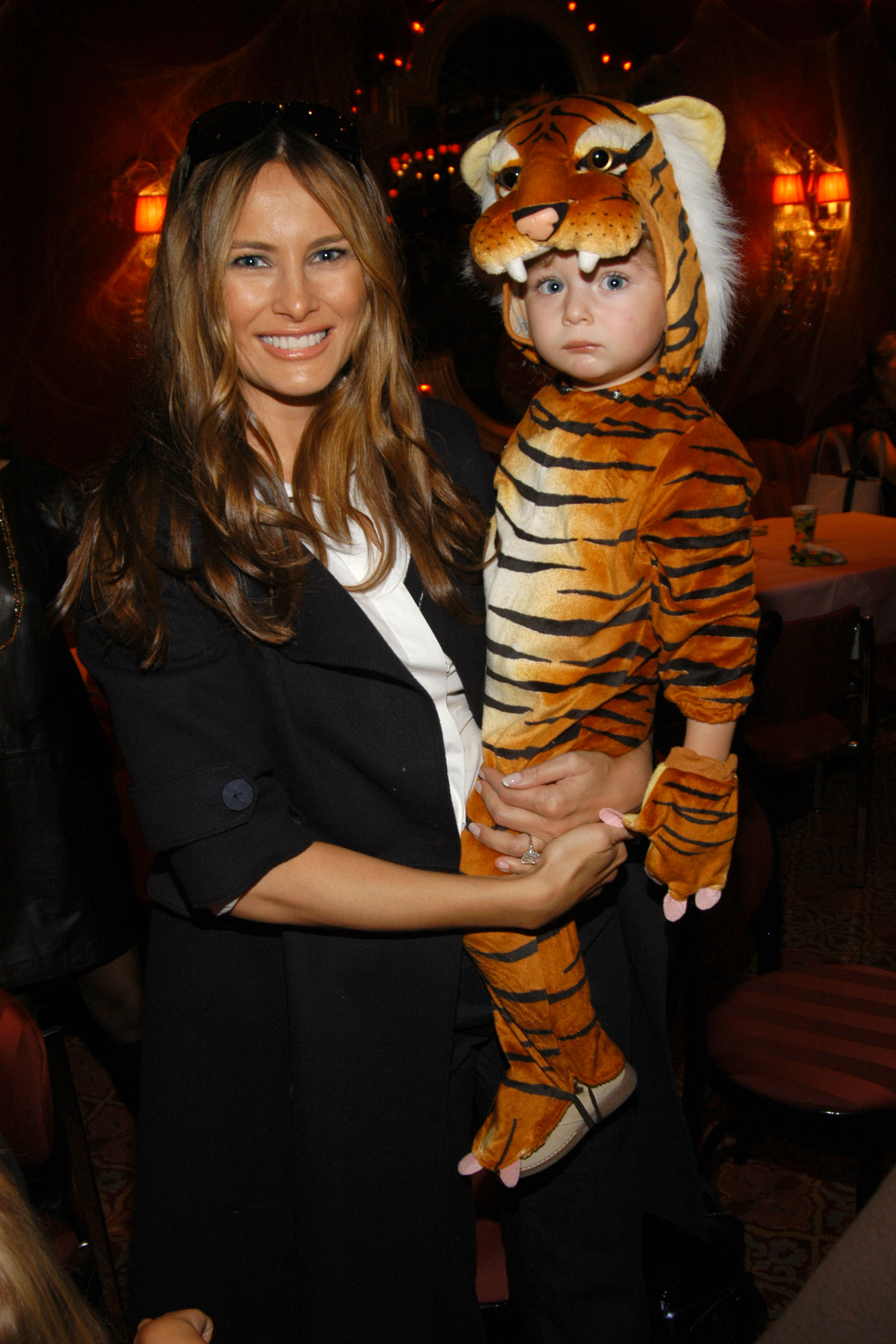 Melania and Barron William Trump at Hudson Cornelius Heinemann's first birthday party on October 31, 2007, in New York. | Source: Getty Images