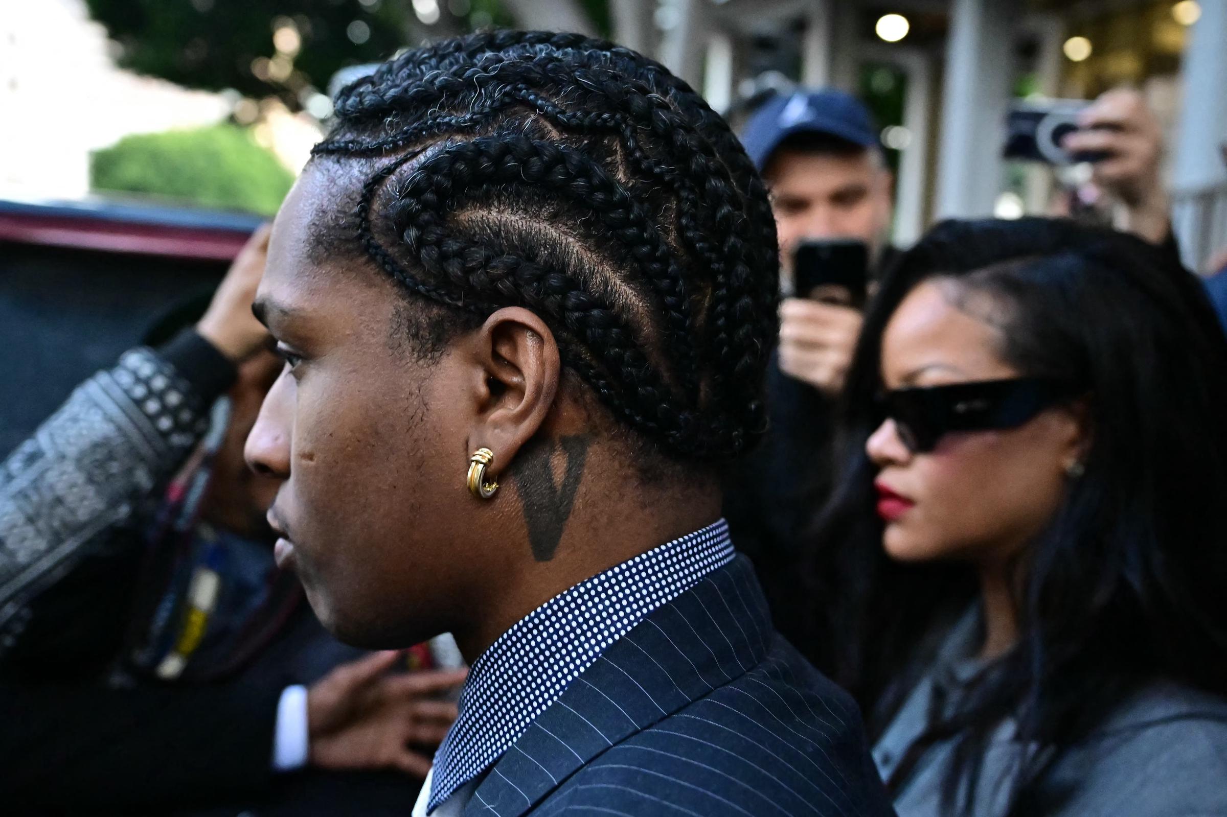 Rihanna and A$AP Rocky leave court after his felony assault trial verdict in Los Angeles on February 18, 2025 | Source: Getty Images