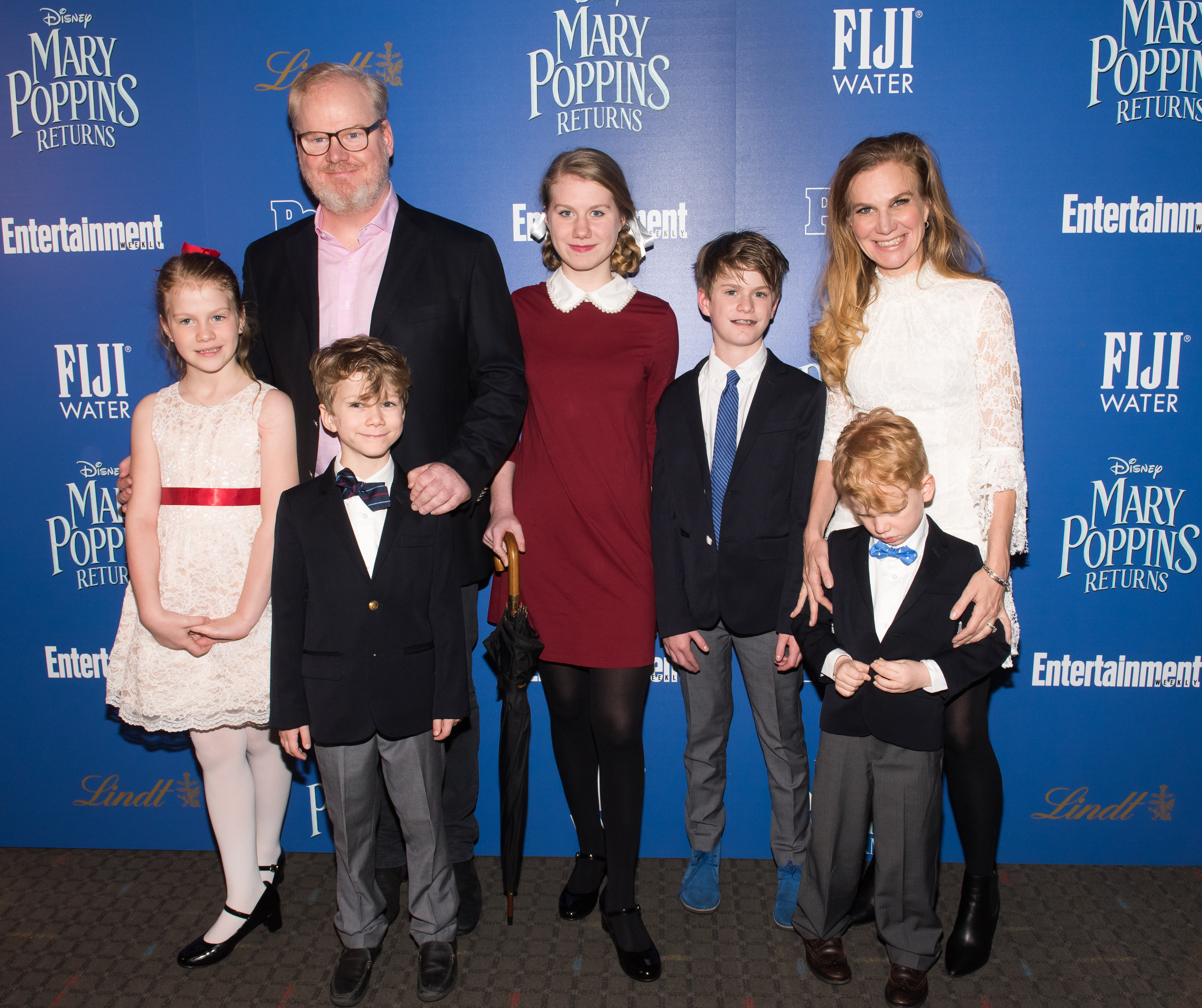 Katie Louise Gaffigan, Jim Gaffigan, Michael Gaffigan, Marre Gaffigan, Jack Gaffigan, Jeannie Gaffigan, and Patrick Gaffigan attend a screening of "Mary Poppins Returns" at SVA Theatre, on December 17, 2018, in New York City. | Source: Getty Images