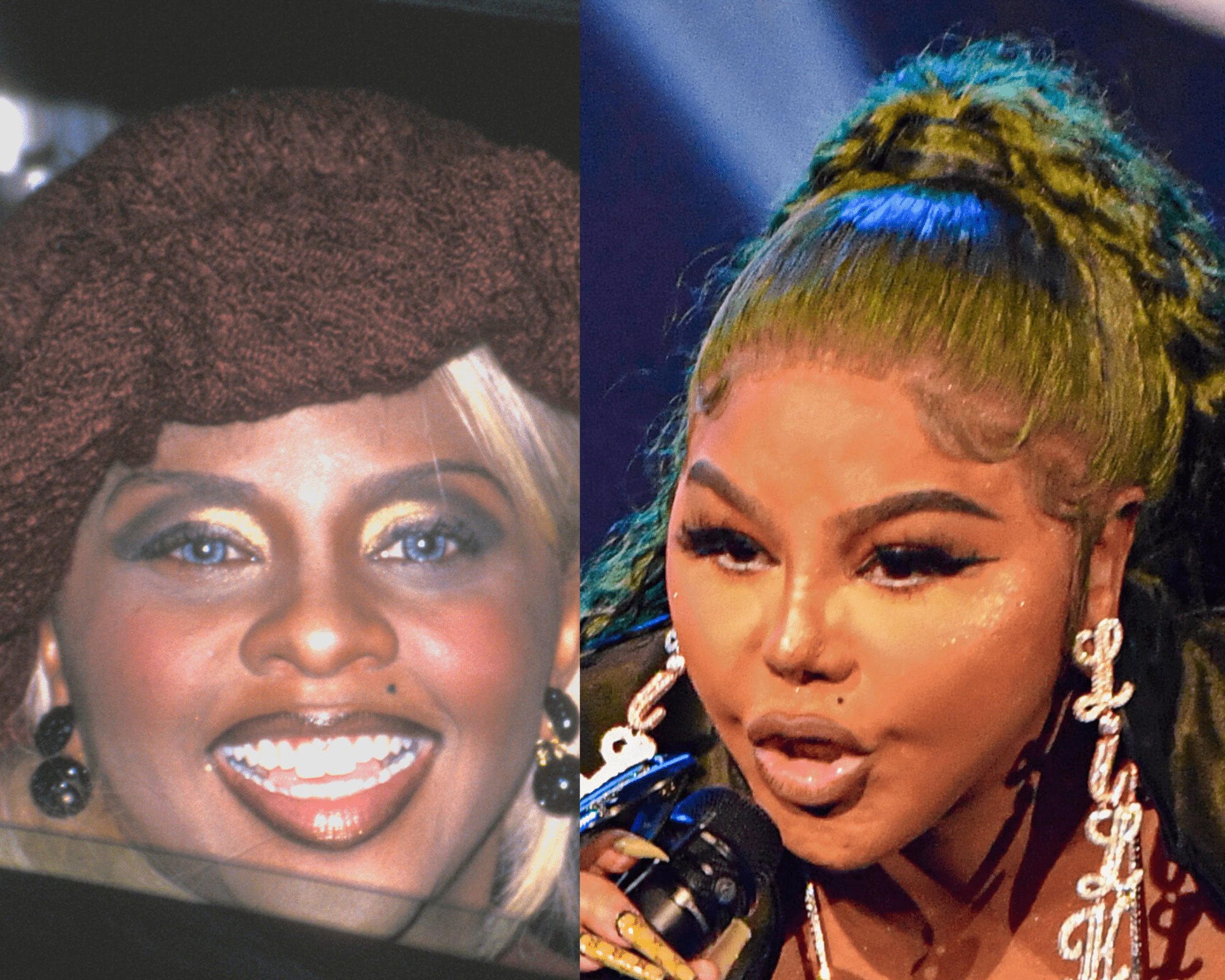 Lil Kim in 1997 at the MTV Video Music Awards | Lil Kim at Cobb Energy Performing Arts Center on September 30, 2022 in Atlanta, Georgia | Getty Images 