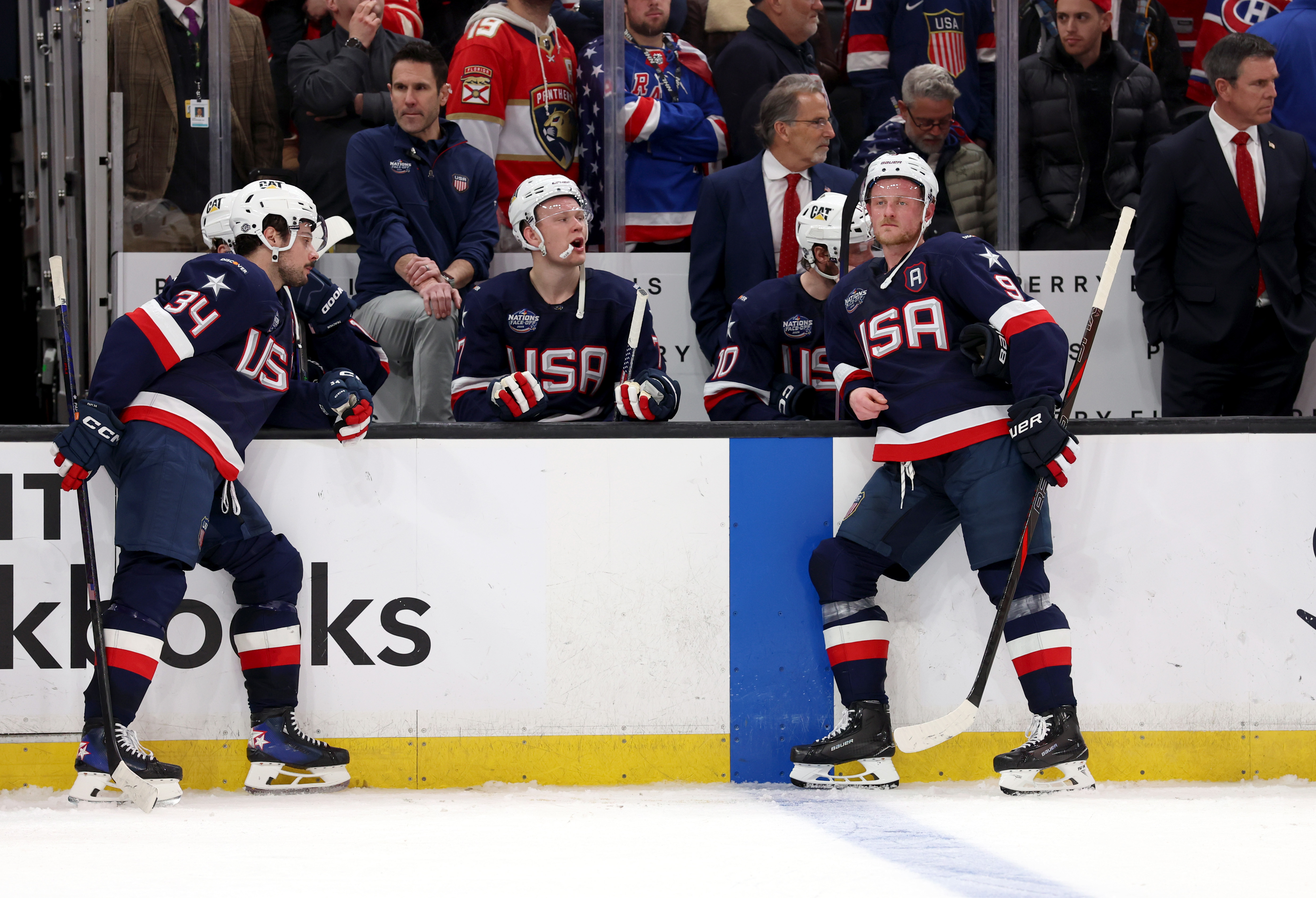 Some members of Team United States look on after the game on February 20, 2025 | Source: Getty Images