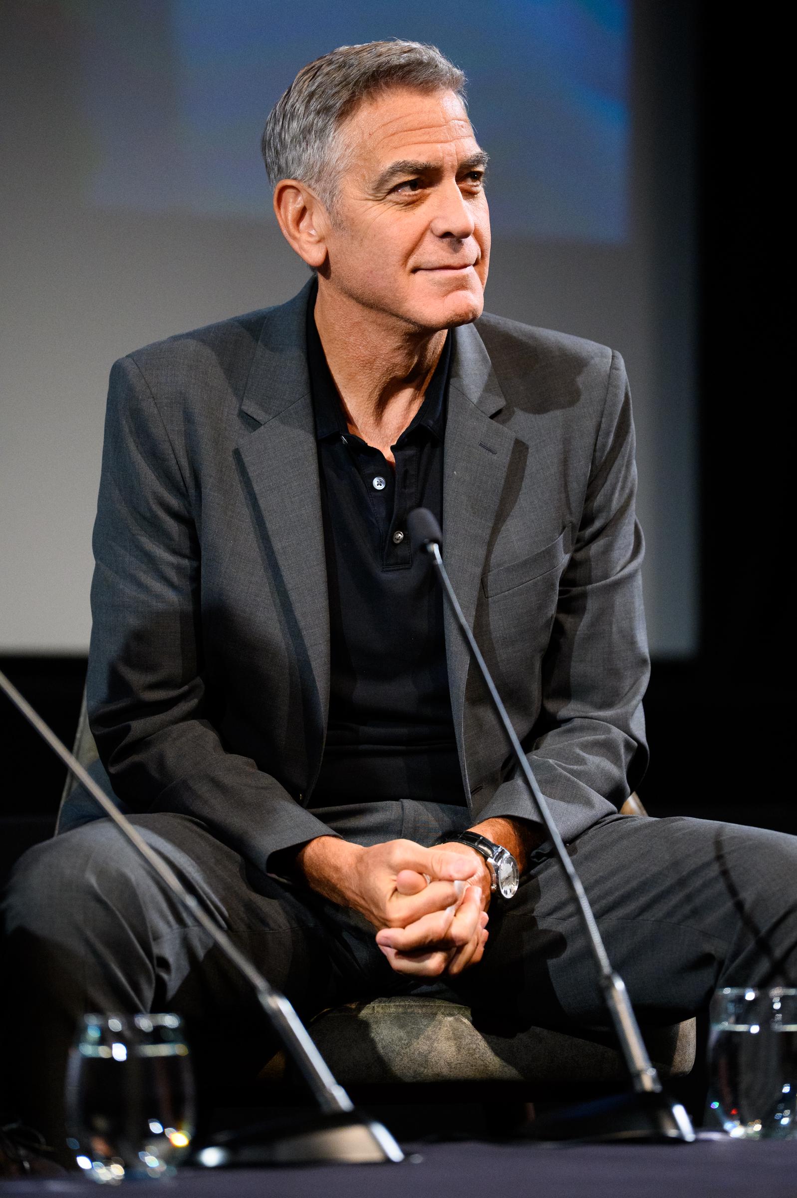 George Clooney onstage at "BFI Presents: George Clooney in conversation" in London, England on November 21, 2025. | Source: Getty Images