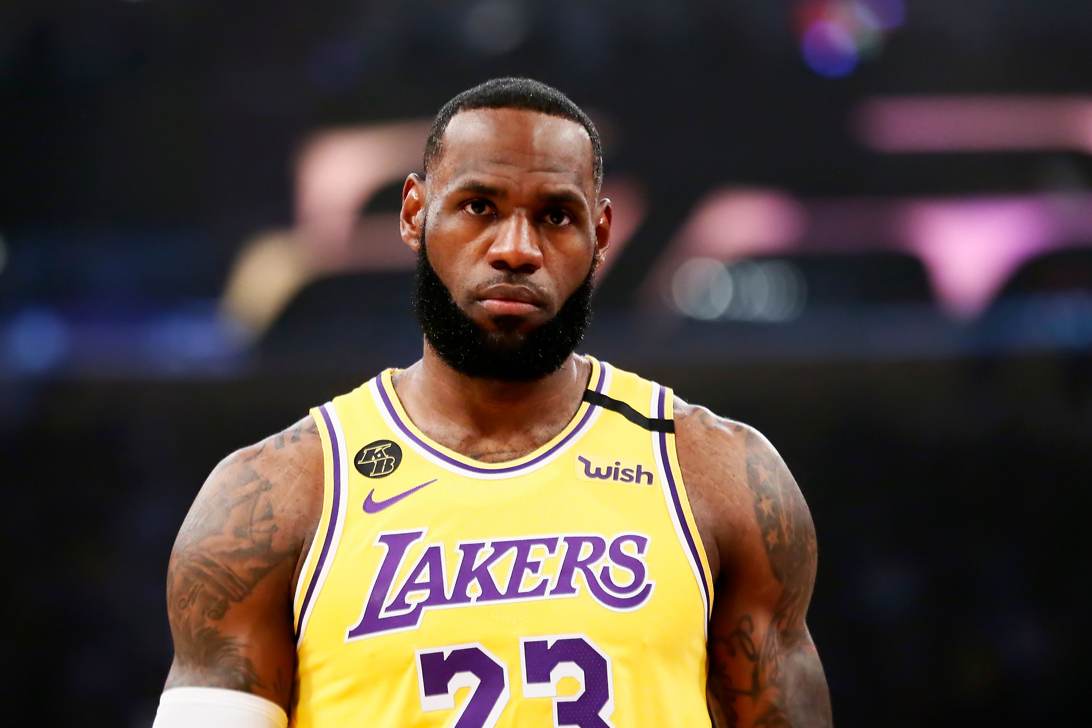 LeBron James #23 of the Los Angeles Lakers looks on during a game against the Brooklyn Nets at the Staples Center on March 10, 2020 in Los Angeles, CA. | Source: Getty Images